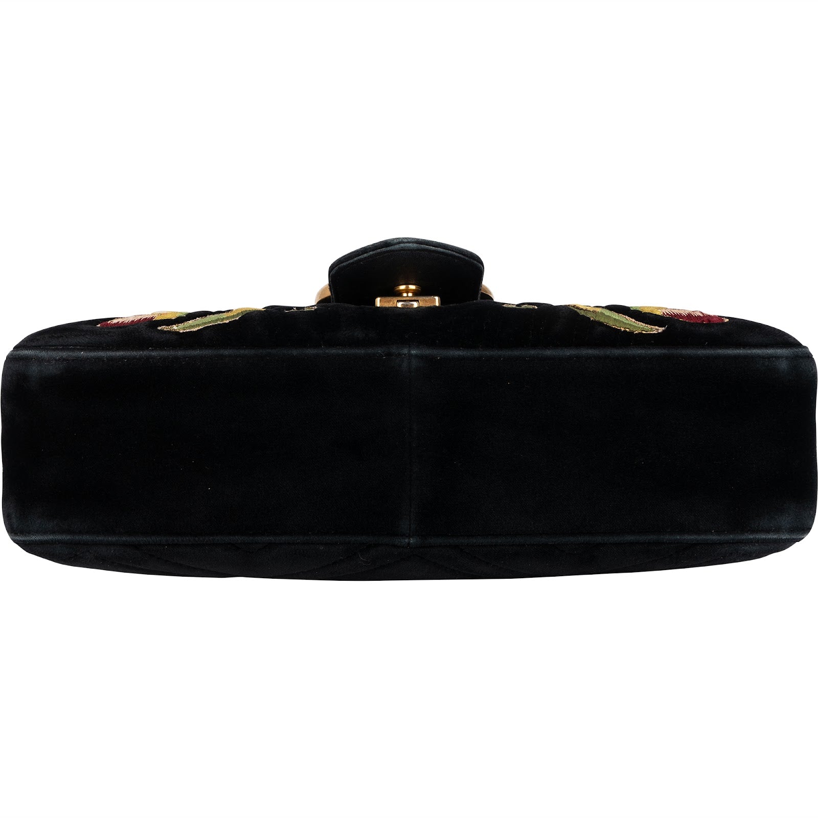 Gucci Monogram Velvet Small GG Marmont 'Loved' Embroidered Shoulder Bag
