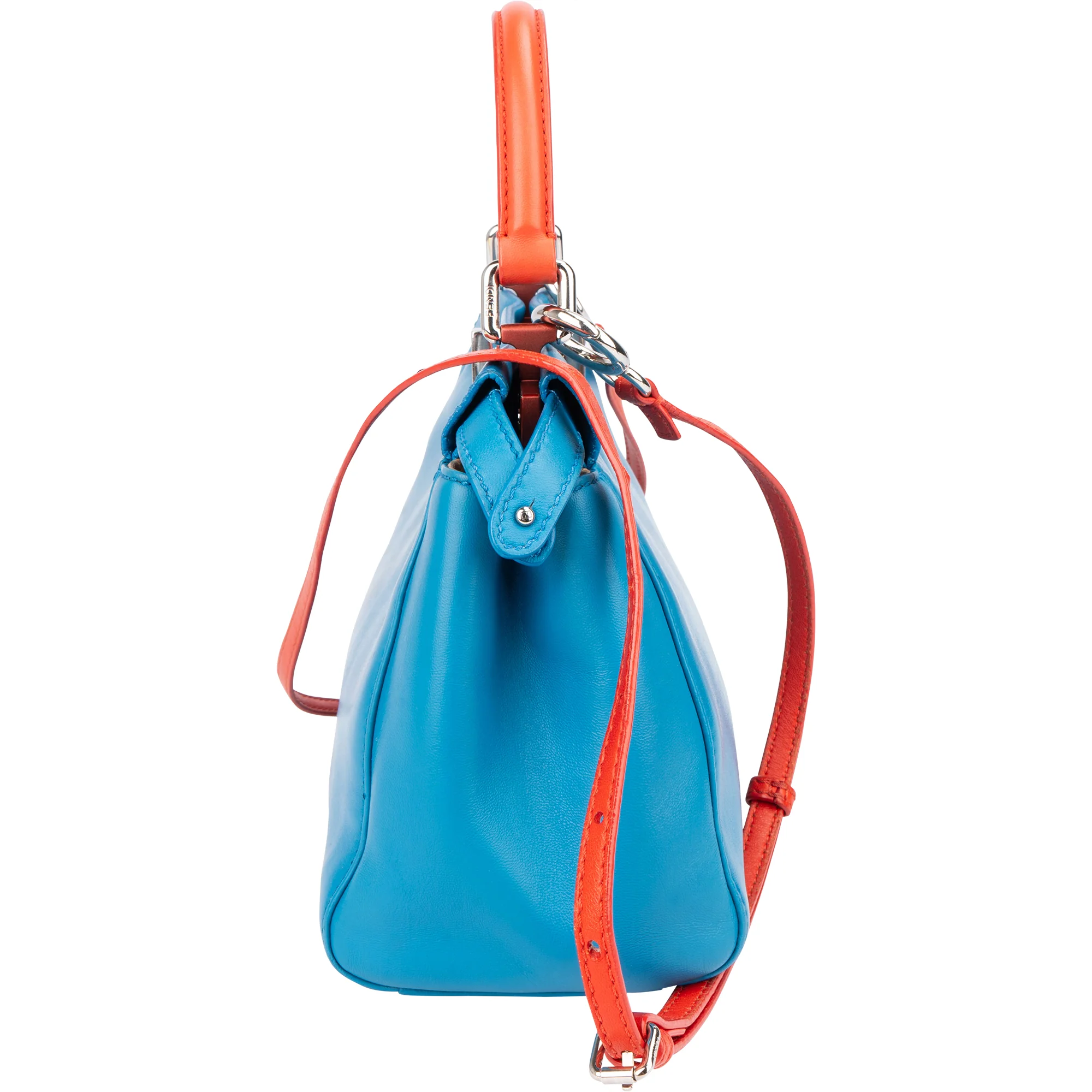 Fendi Blue Leather Peekaboo Handbag