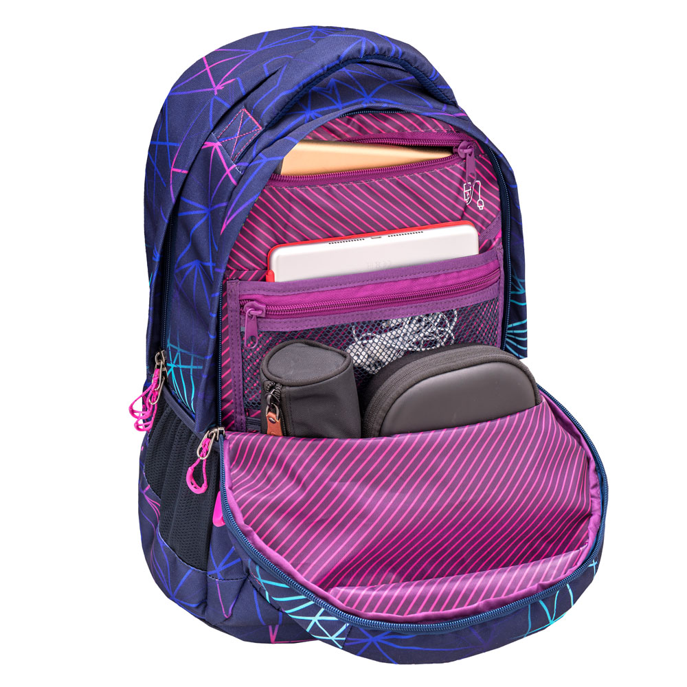 Wave Infinity Schulrucksack Set 2 tlg. "Stripes Purple"