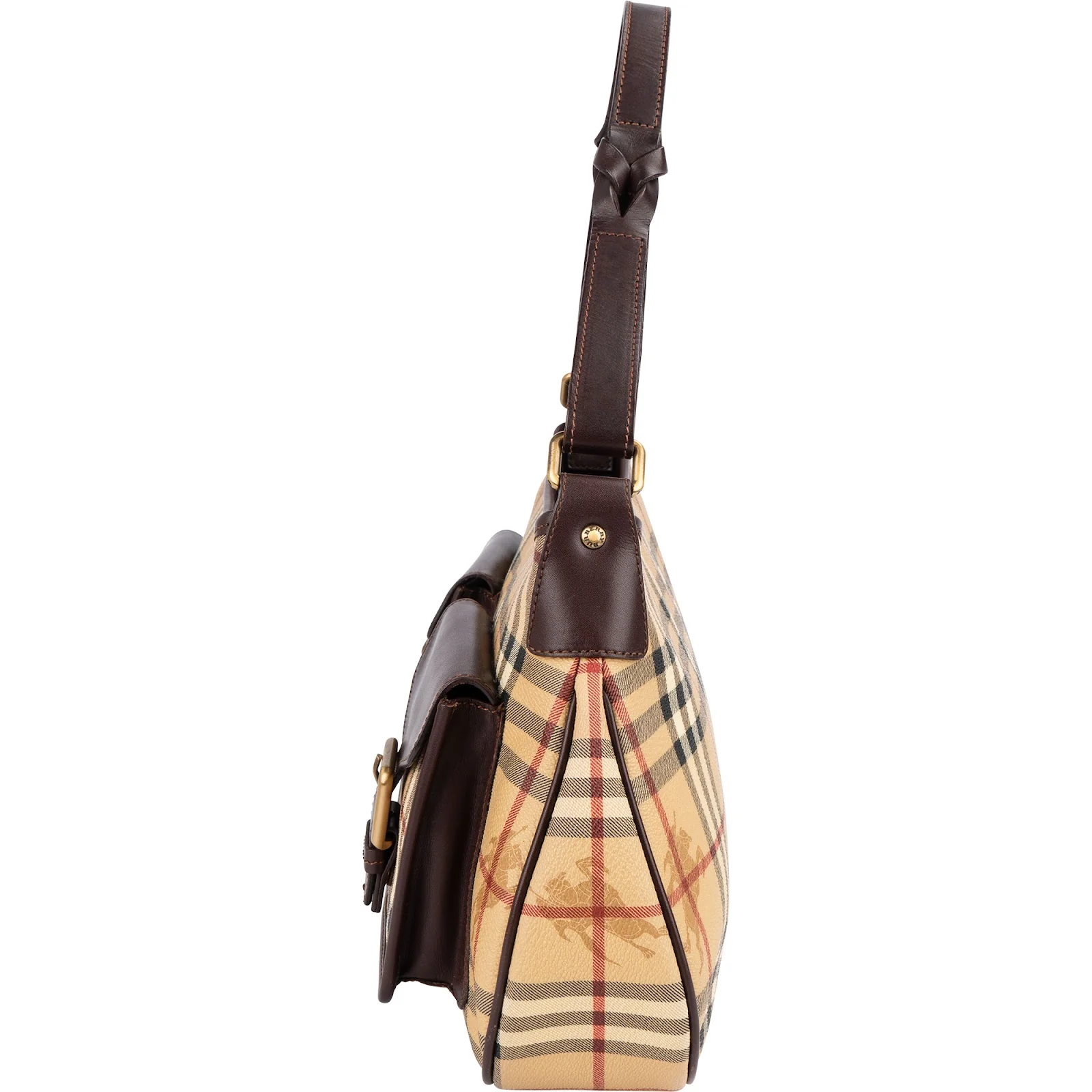 Burberry Haymarket Check Double Pocket Hobo Shoulder Bag