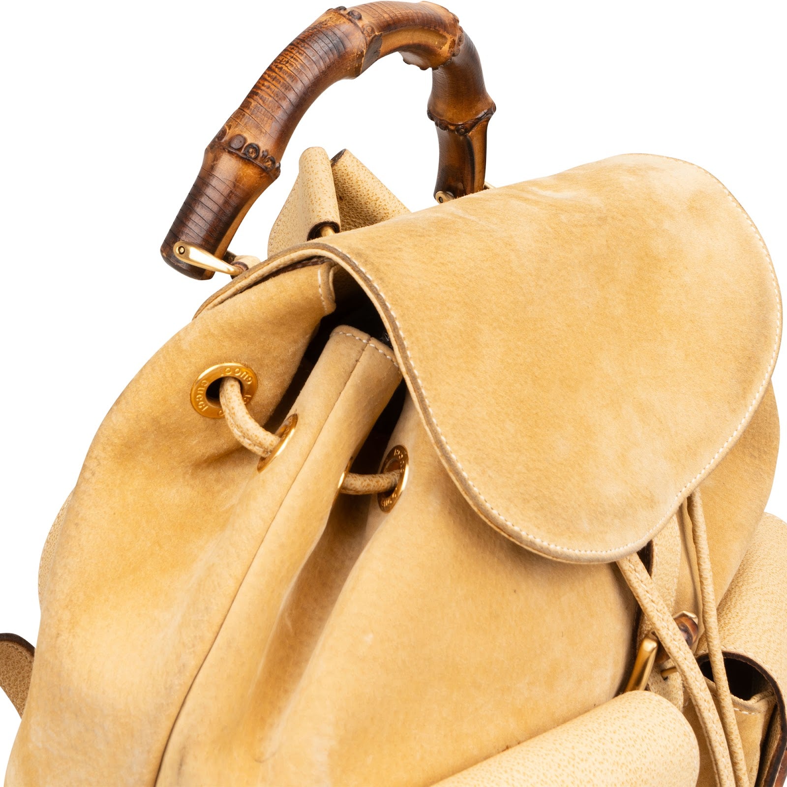 Gucci Suede Bamboo Drawstring Backpack
