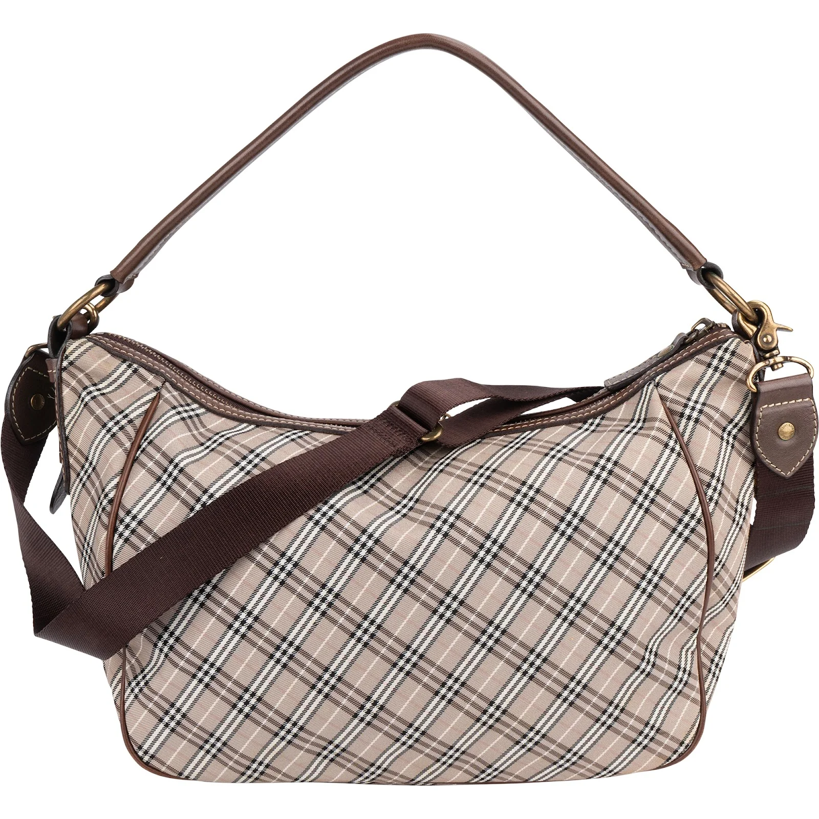 Burberry Nova-Check Monogram Canvas Pocket Hobo Shoulder Bag