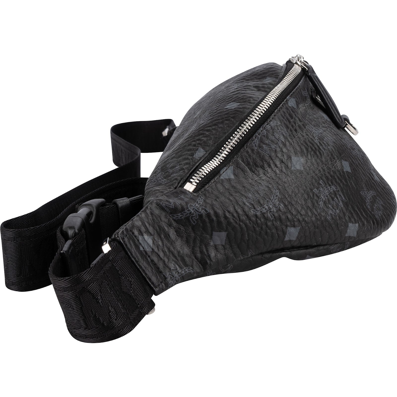 MCM zwarte leren Visetos Stark-riem crossbodytas