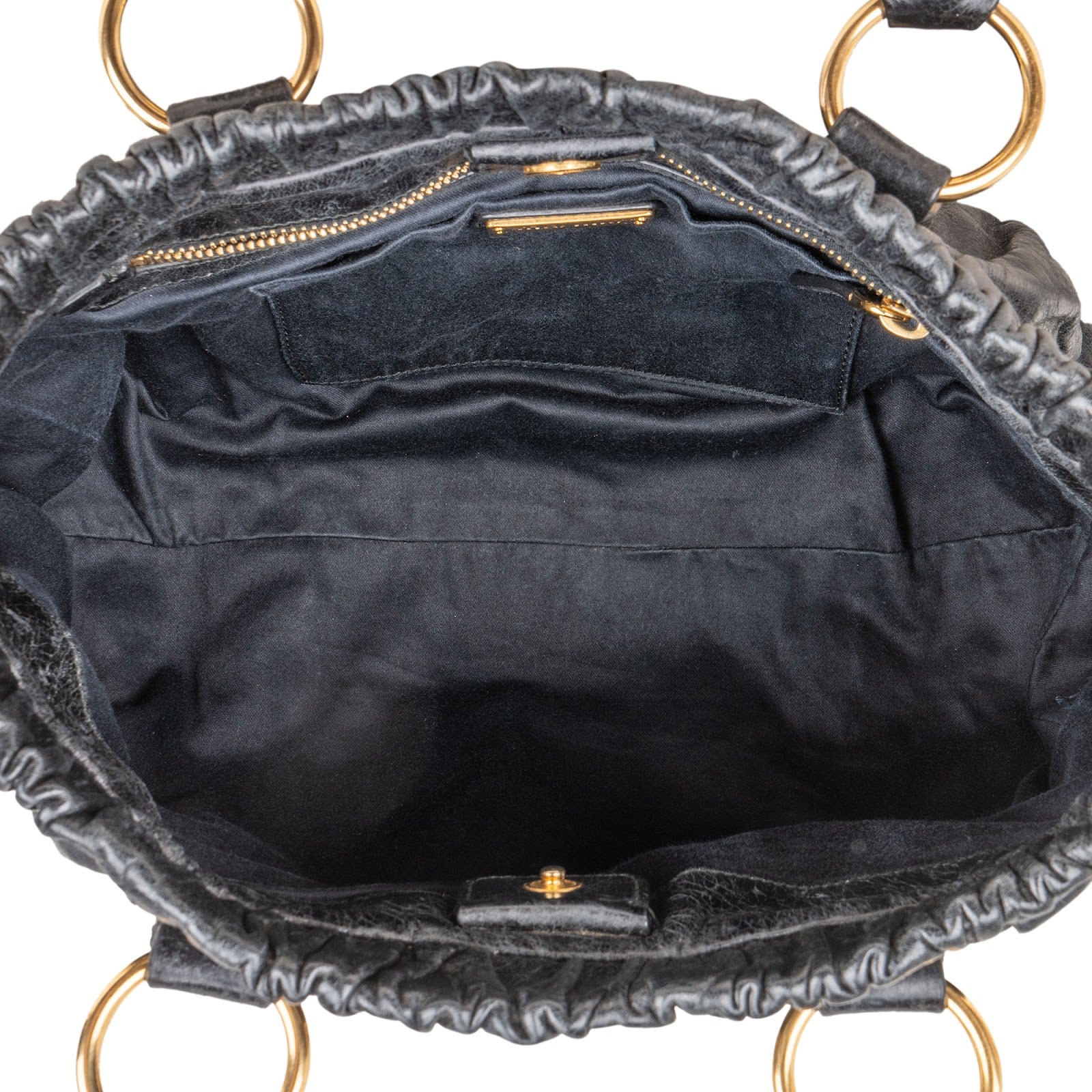 Miu Miu Black Vitello Lux Leather Satchel Handbag