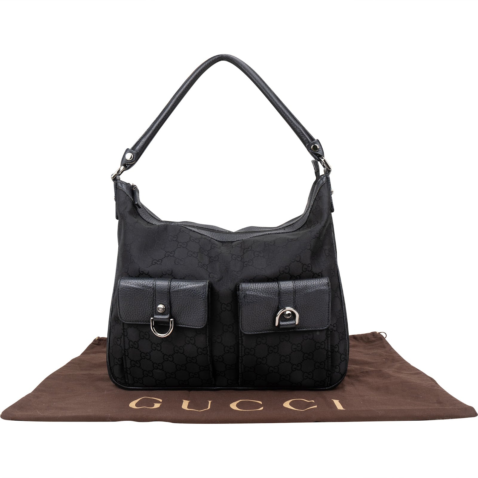 GUCCI Monogram GG Canvas Abbey D-ring Pocket Hobo-tas
