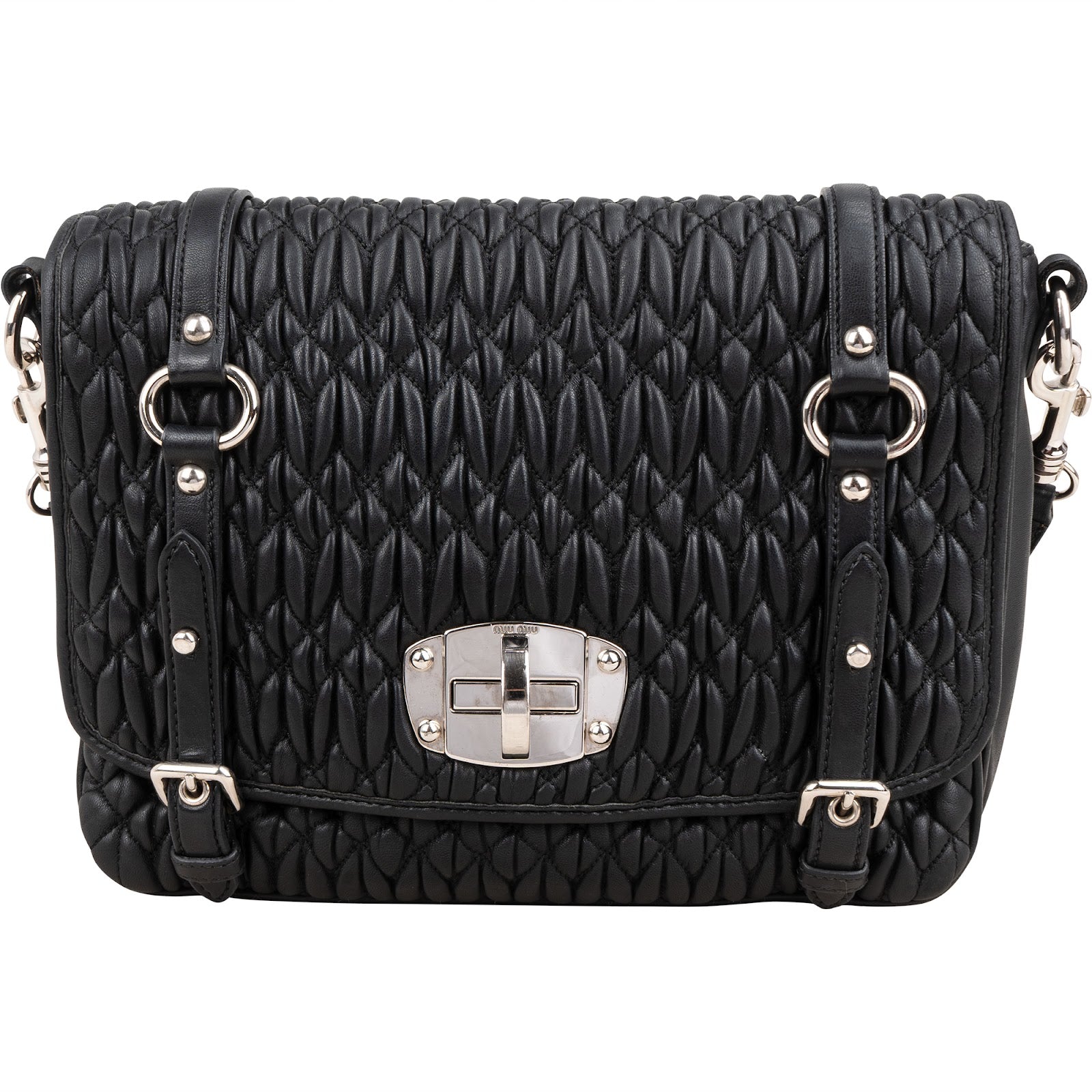 Sac à bandoulière Miu Miu en cuir nappa matelassé avec fermoir « Turnlock »