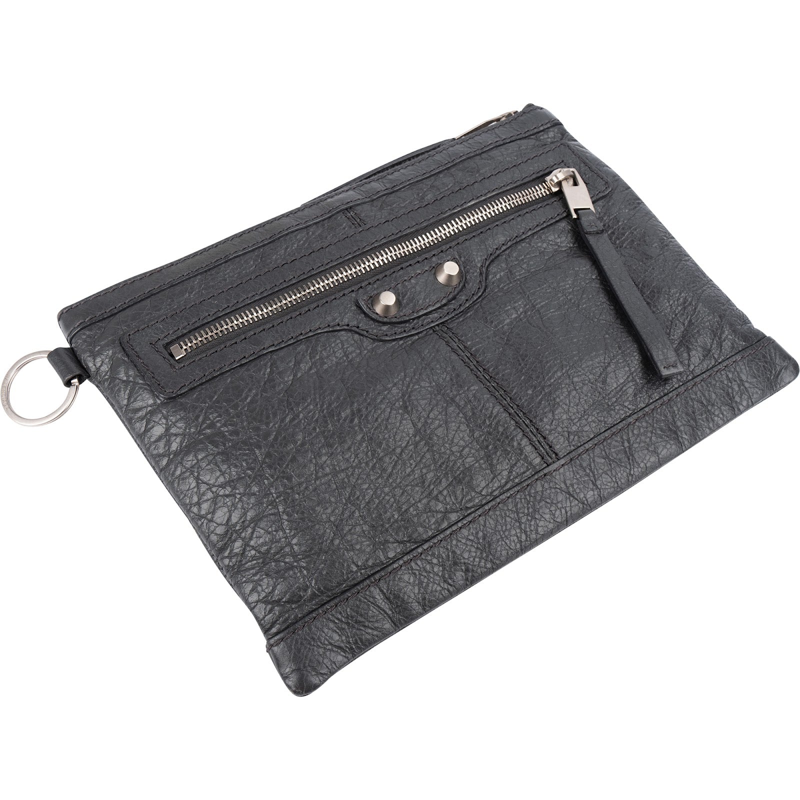 Balenciaga Grey Arena Leather Classic Clutch