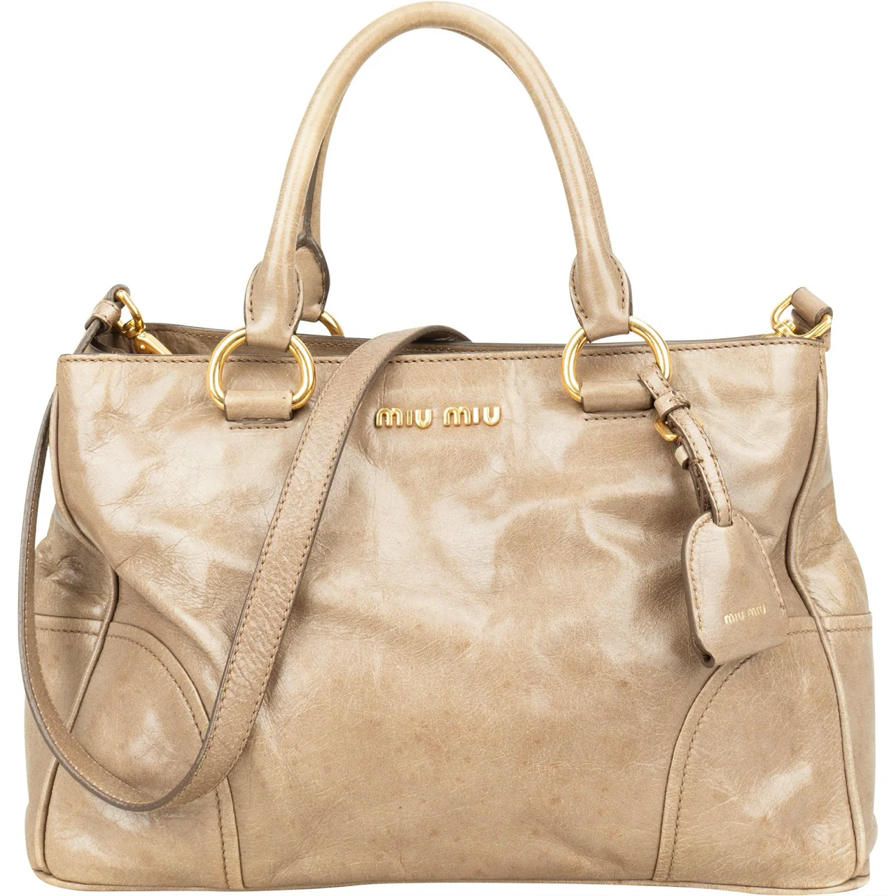 Miu Miu Vitello Lux Leather Tote Handbag