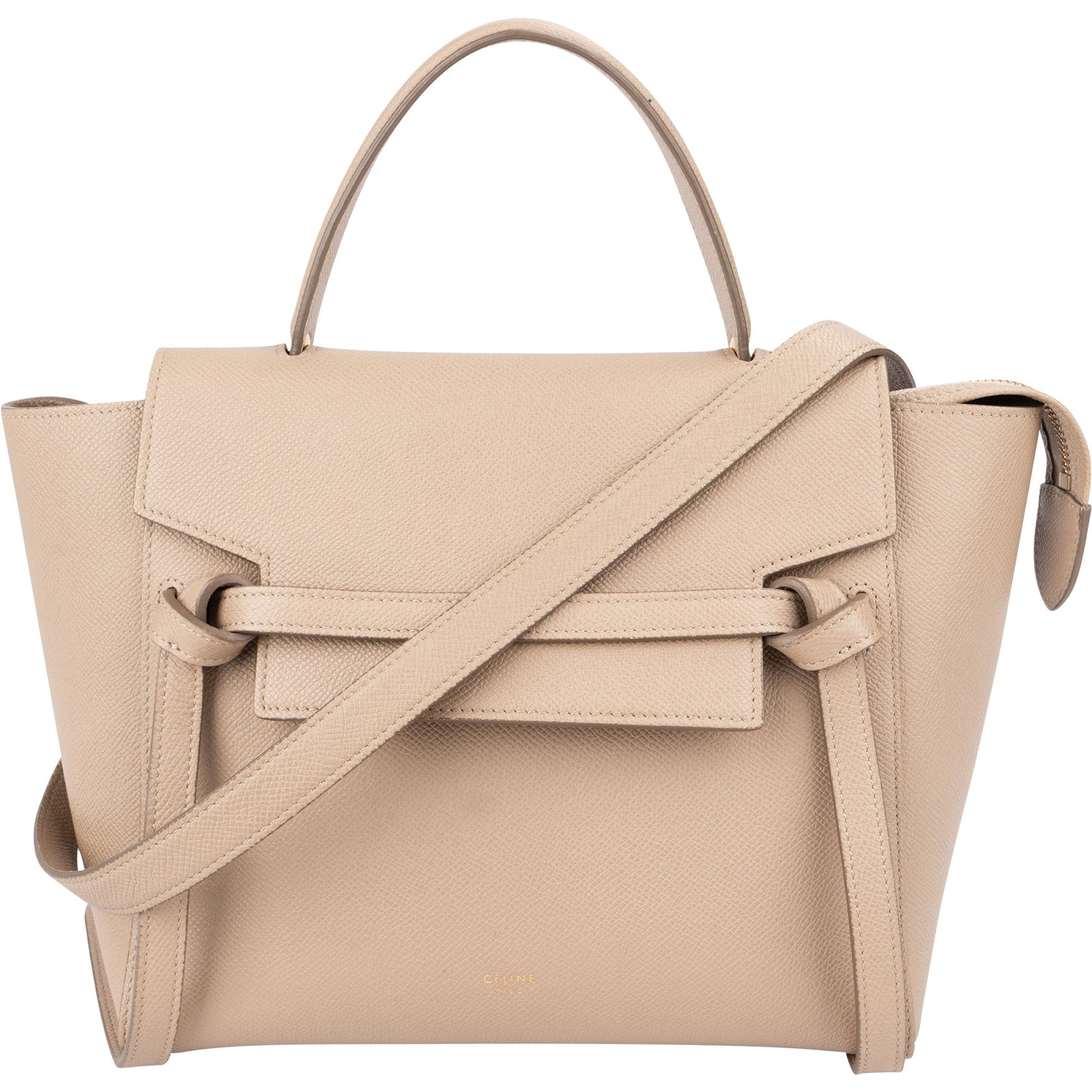 Céline Beige Grained Calfskin Nano Belt Handbag