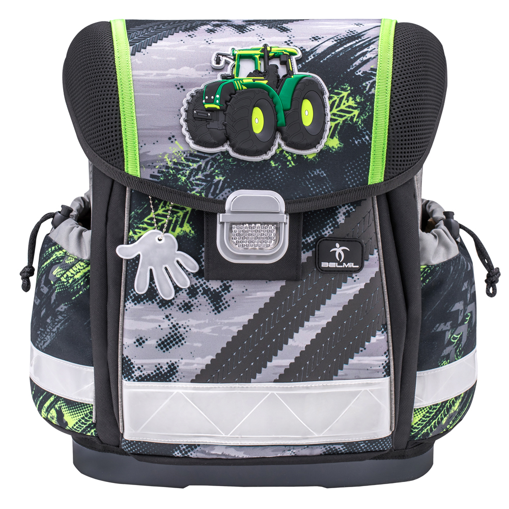 Classy Schulranzen-Set 4-teilig mit integriertem Brustgurt - Green Tractor