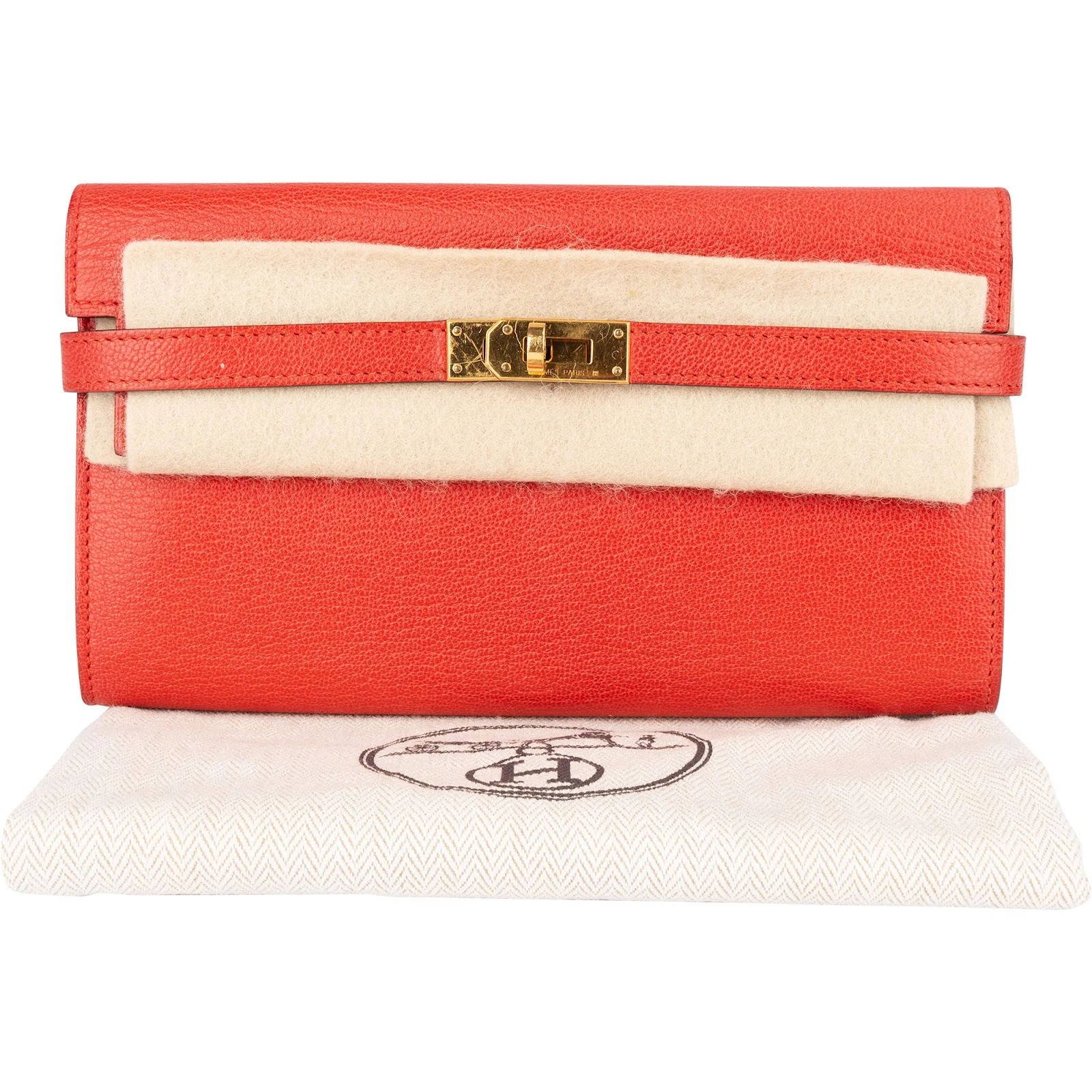 Hermès Red Clemence Leather Kelly Wallet
