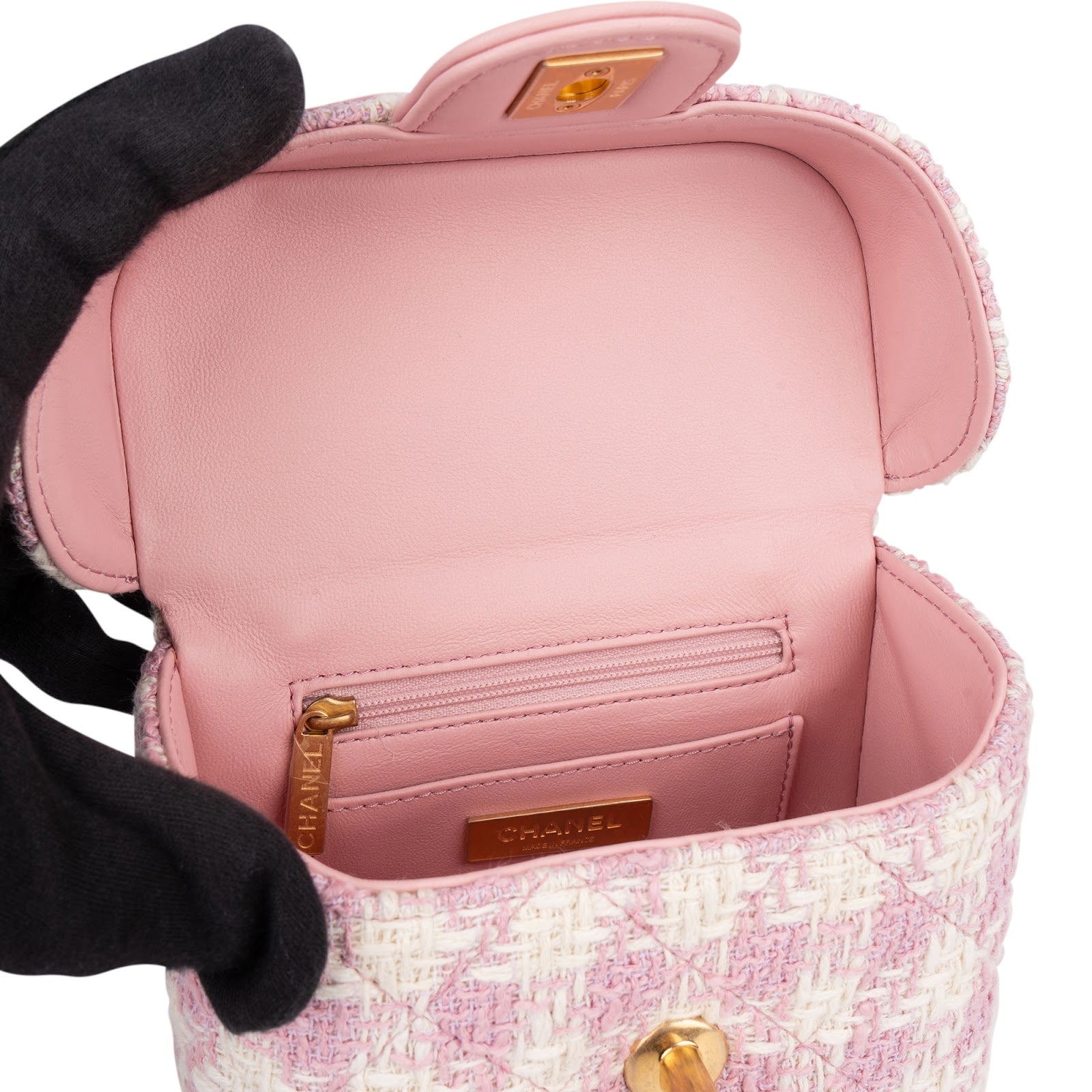 Chanel Quilted Tweed Top Handle CC Vanity Case