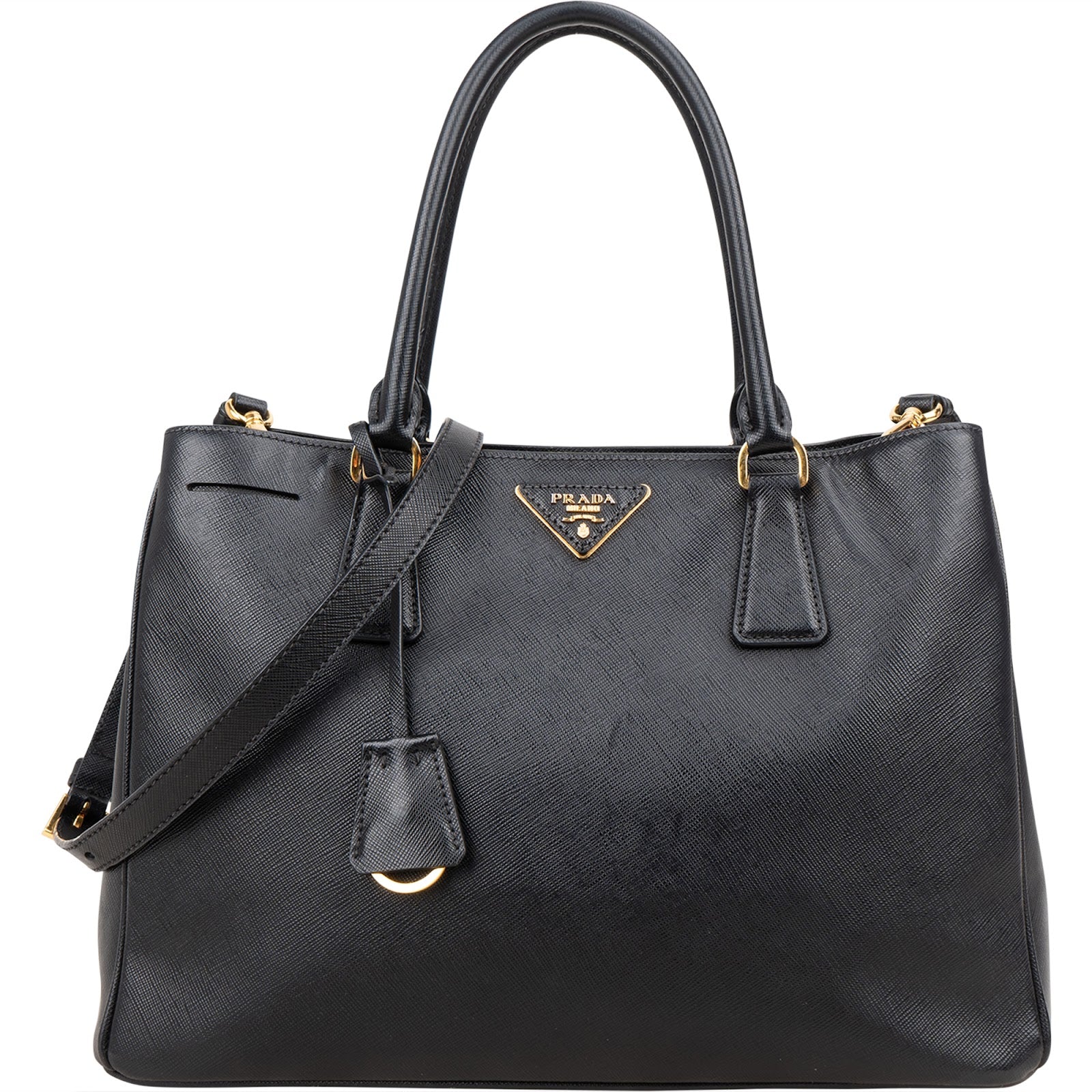 Prada Black Saffiano Leather Galleria Handbag