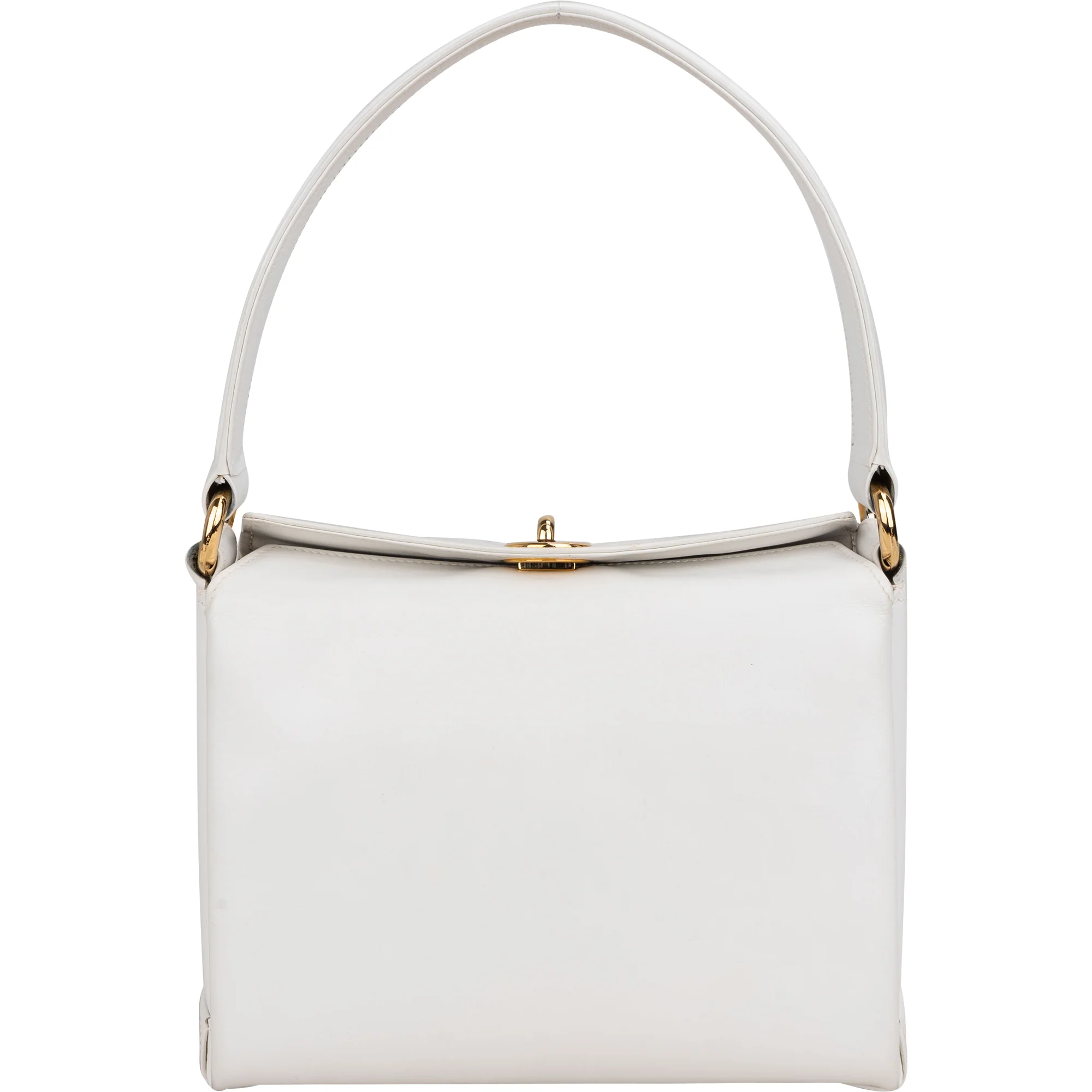 Gucci All White Leather Turnlock Handbag