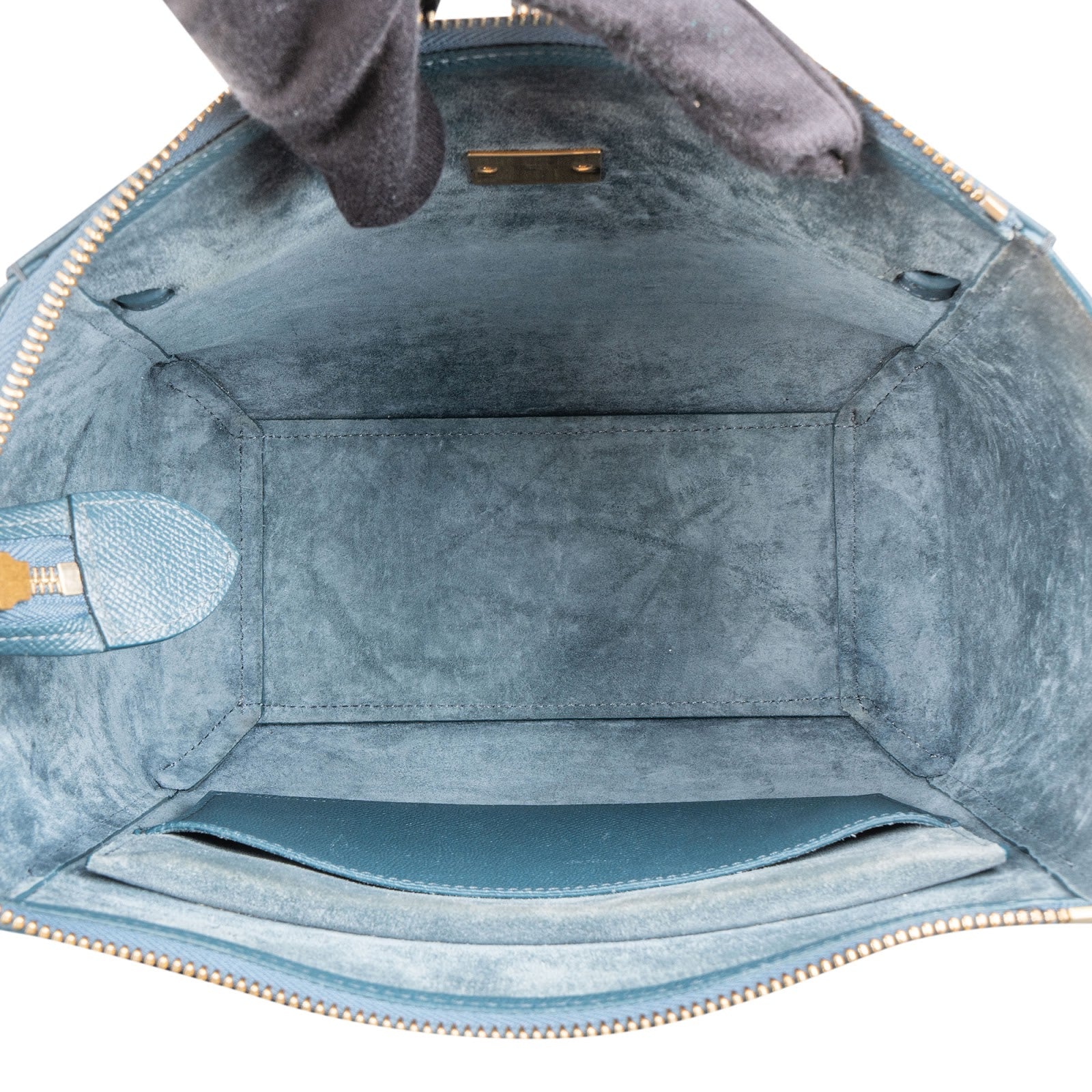 Celine Petrol Leather Grained Calfskin Belt Handbag