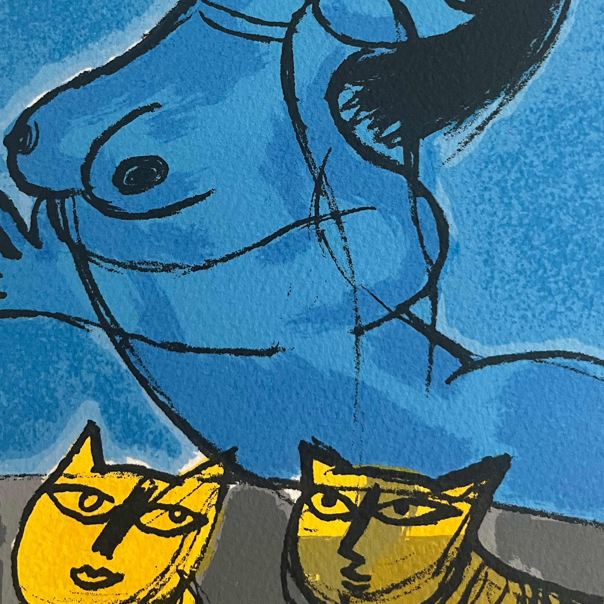 Corneille - Le dédoublement - Le Nu avec le chat - Lithografie