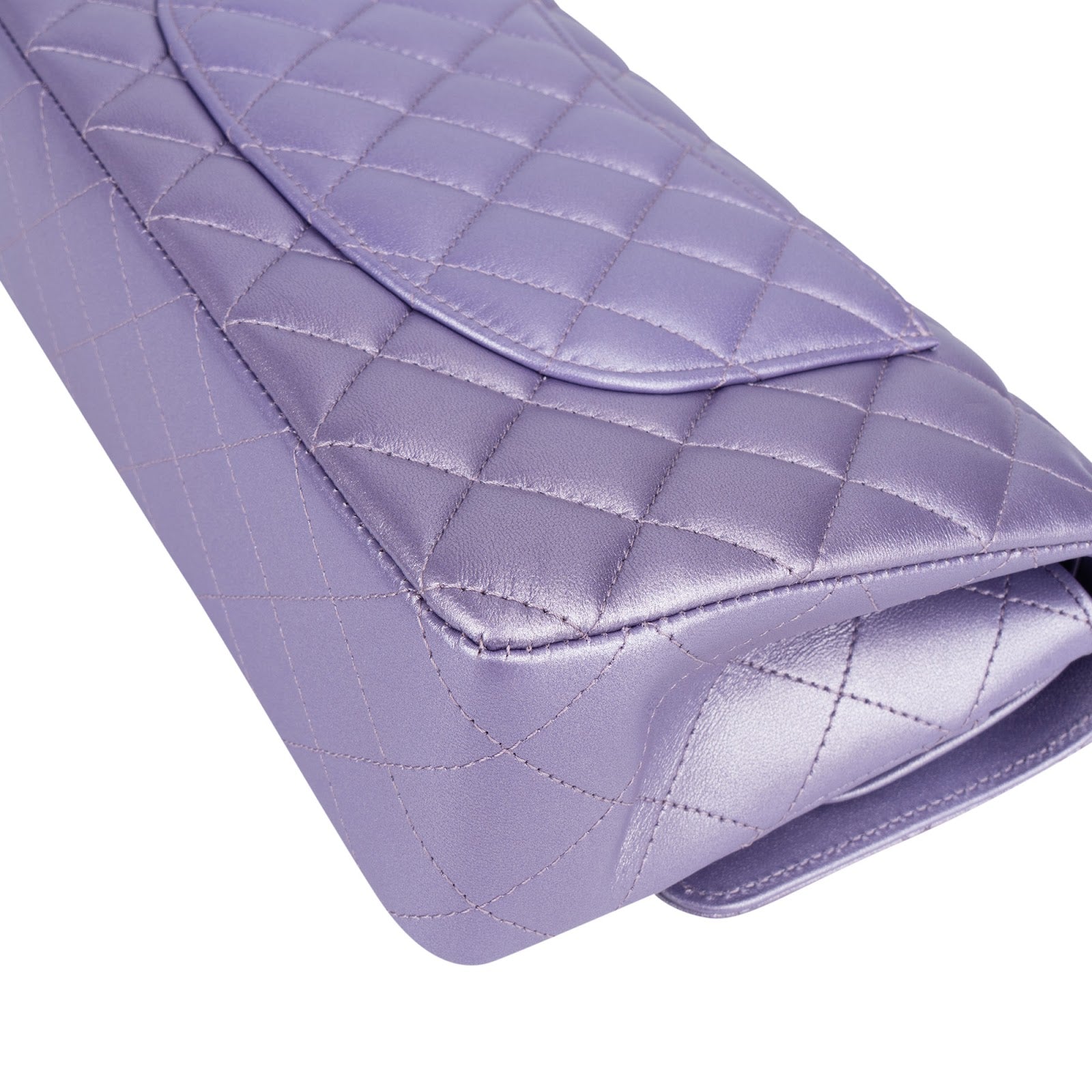 Chanel Quilted Metallic Lambskin Medium Double Flap Crossbody Bag