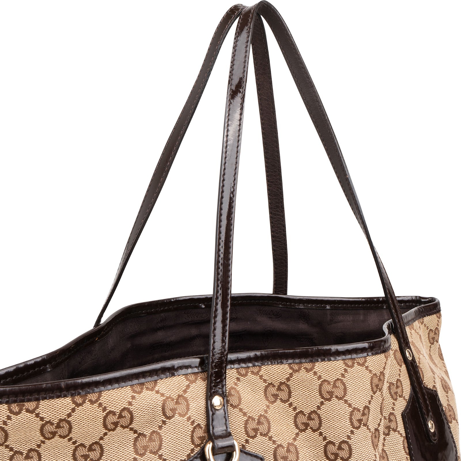 Gucci Monogram GG Canvas Patent Leather Shopper