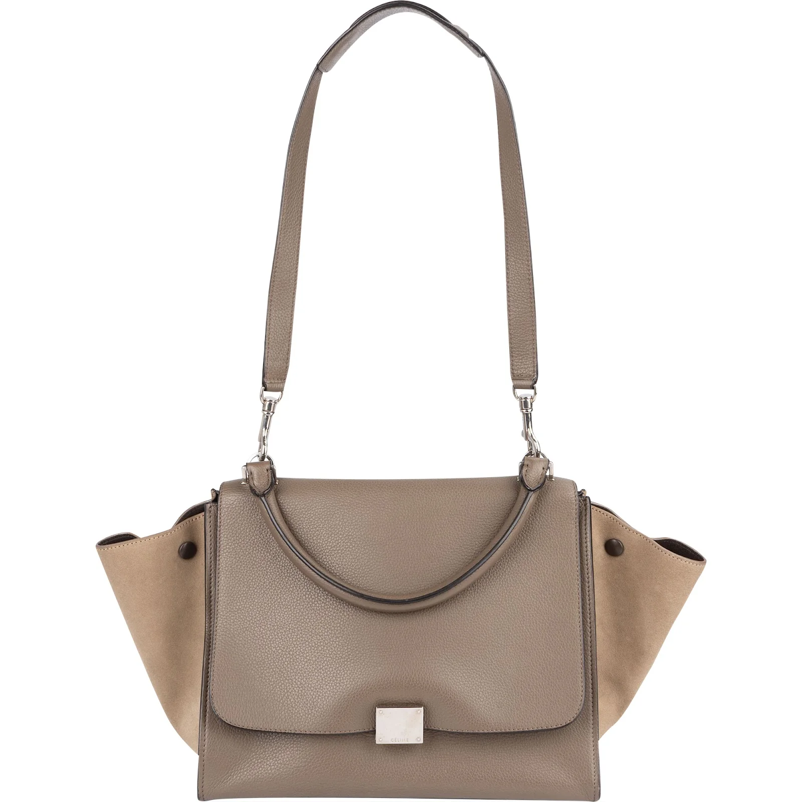 Céline Drummed Calfskin and Suede Trapeze Handbag