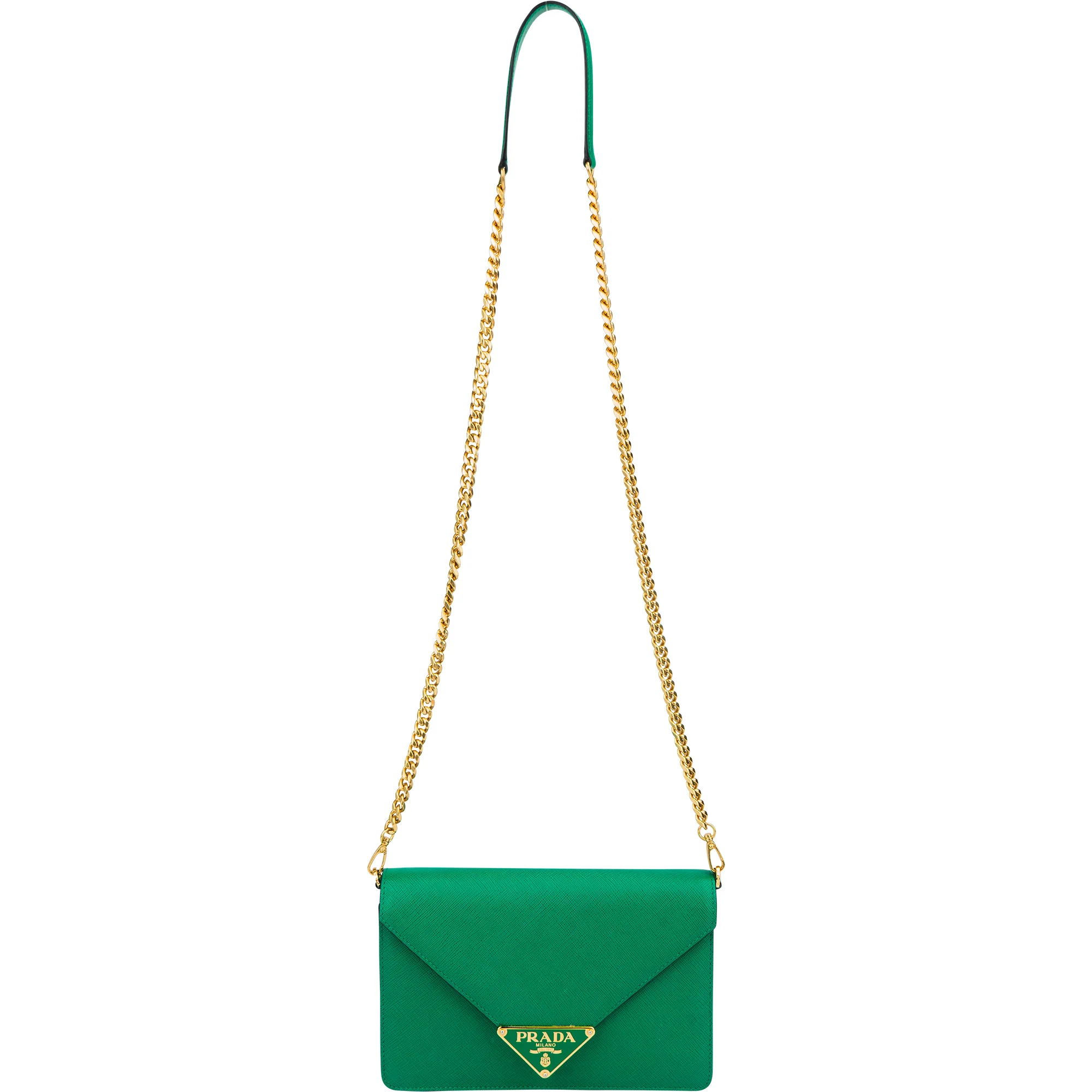 Prada Green Saffiano Leather Big Triangle Crossbody Bag