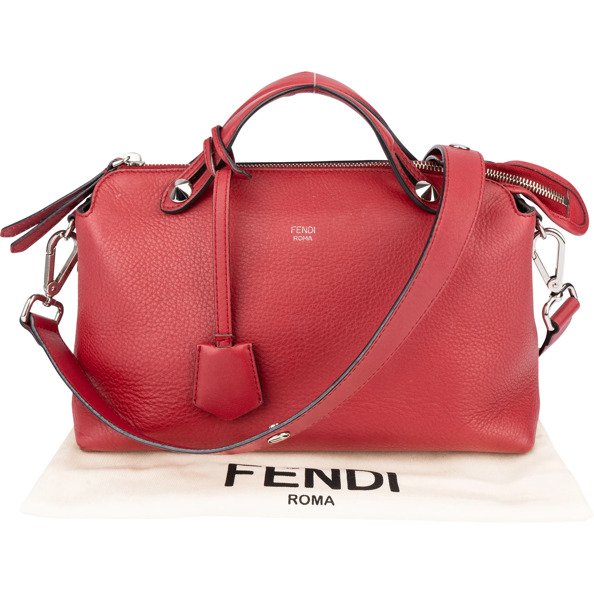 Fendi Red Leather By The Way Handbag