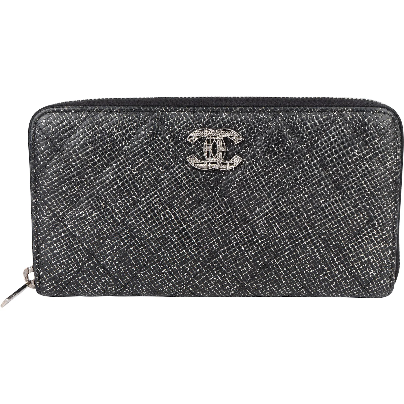 Chanel Quilted Glittered Caviar Leather CC Wallet