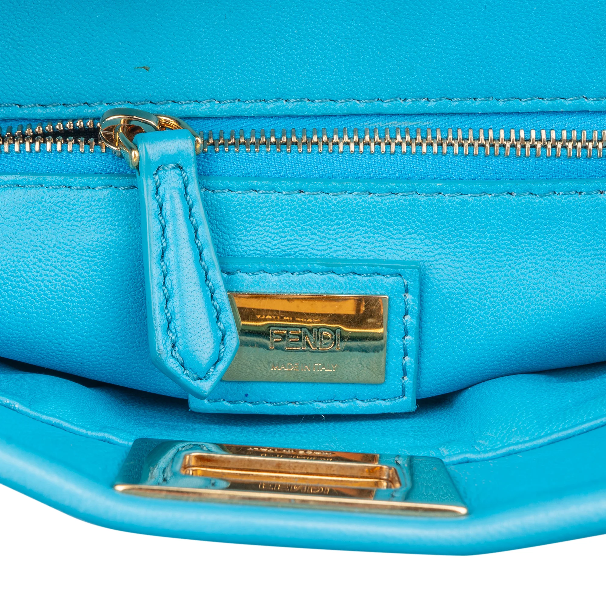 Fendi Blue Leather Peekaboo Handbag