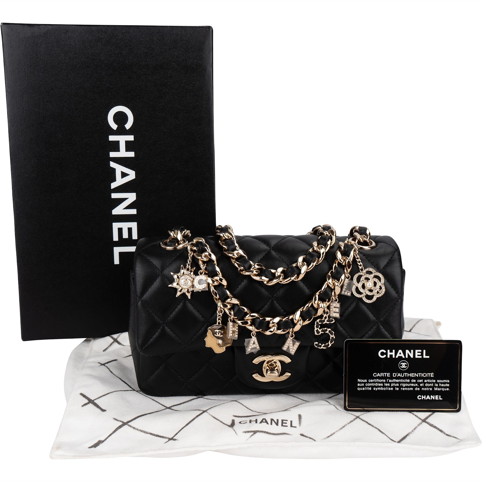 Chanel Quilted Lambskin Coco Lucky Charms Single Flap Crossbody Bag