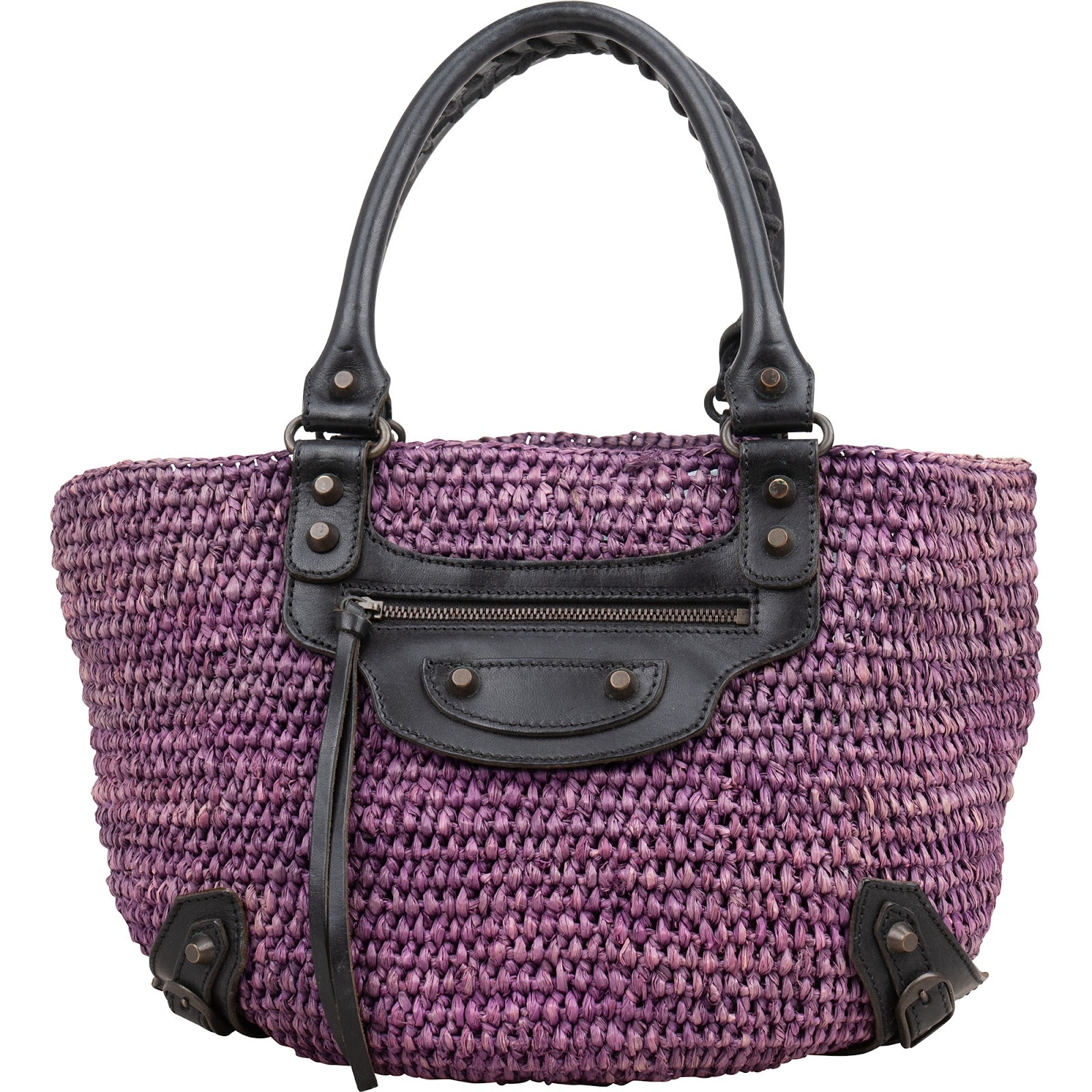 Balenciaga Raffia Panier Tote Handbag