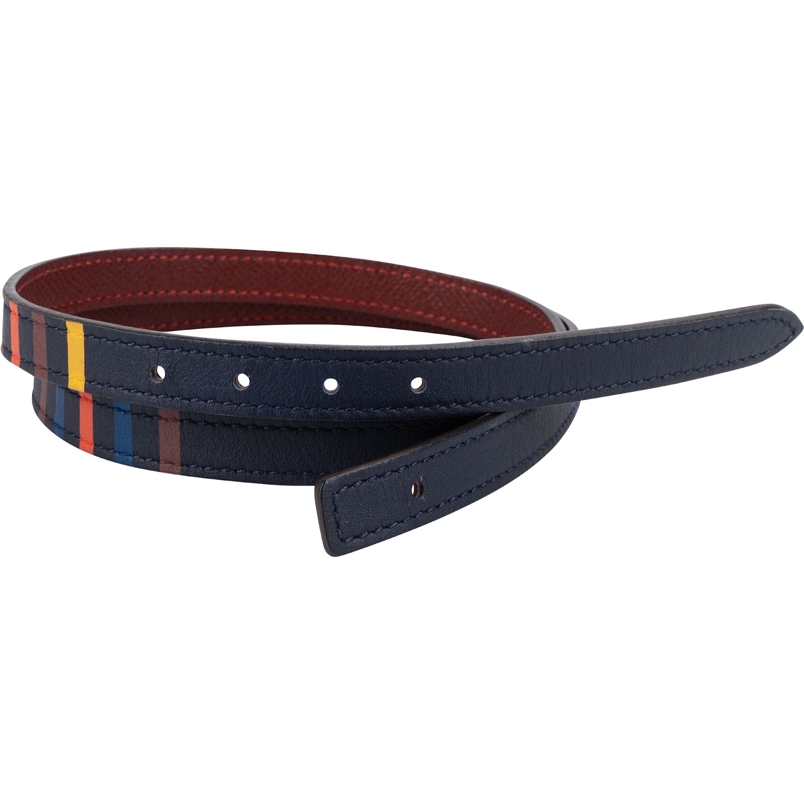 Hermès Reversible Multicolor Leather Cuir Seul de Ceinture Artist Stripe Skinny Belt (70)
