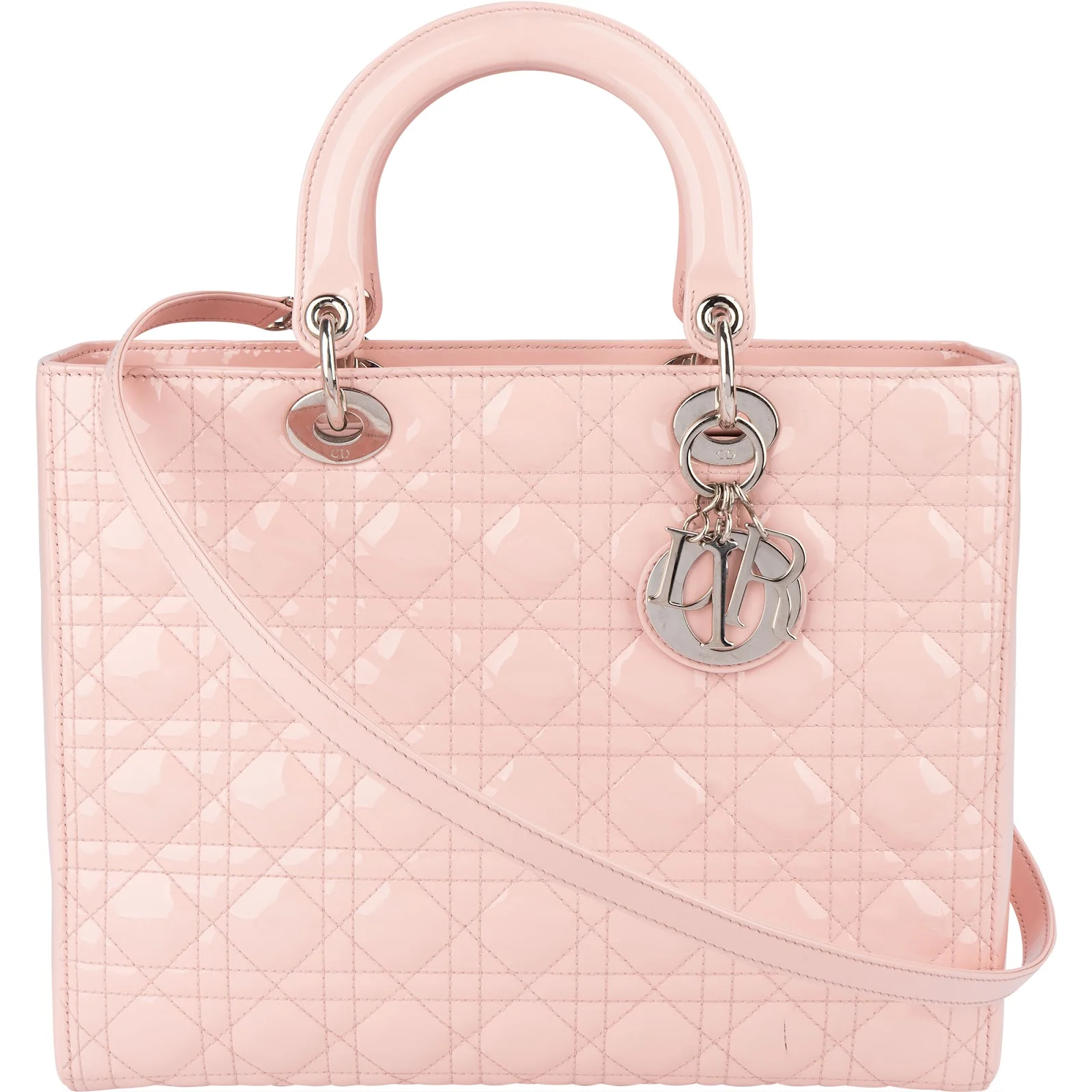 Christian Dior Quilted Patent Leather Lady Dior Handbag