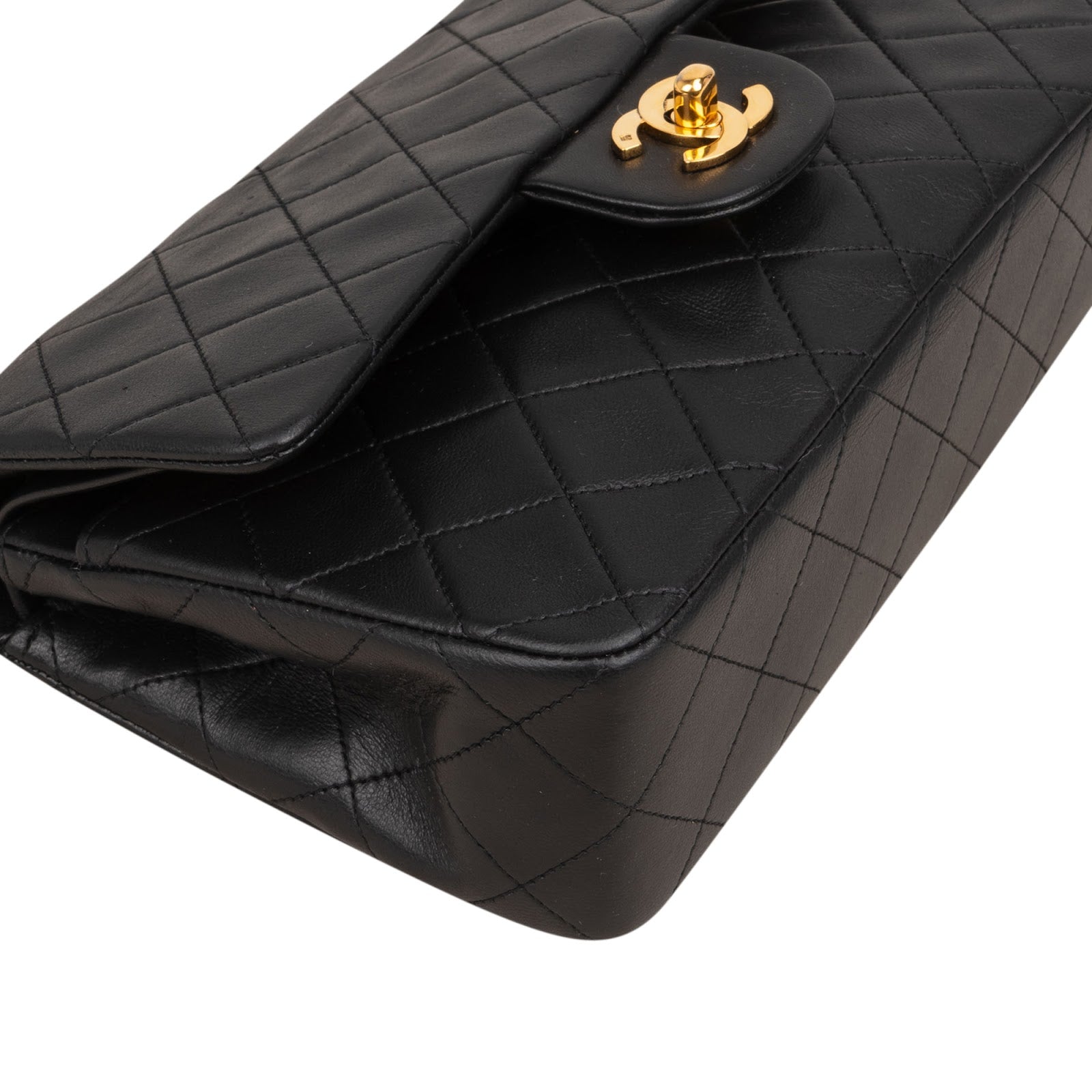 Chanel Quilted Lambskin Small 24K Gold Double Flap Shoulder Bag