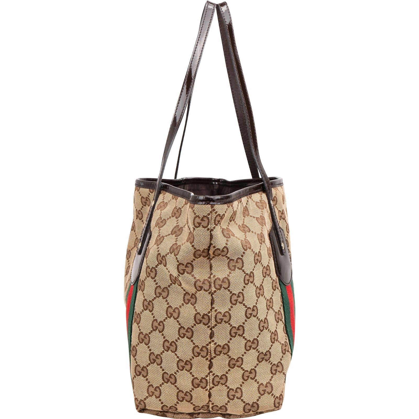 Gucci Monogram GG Canvas Patent Leather Shopper