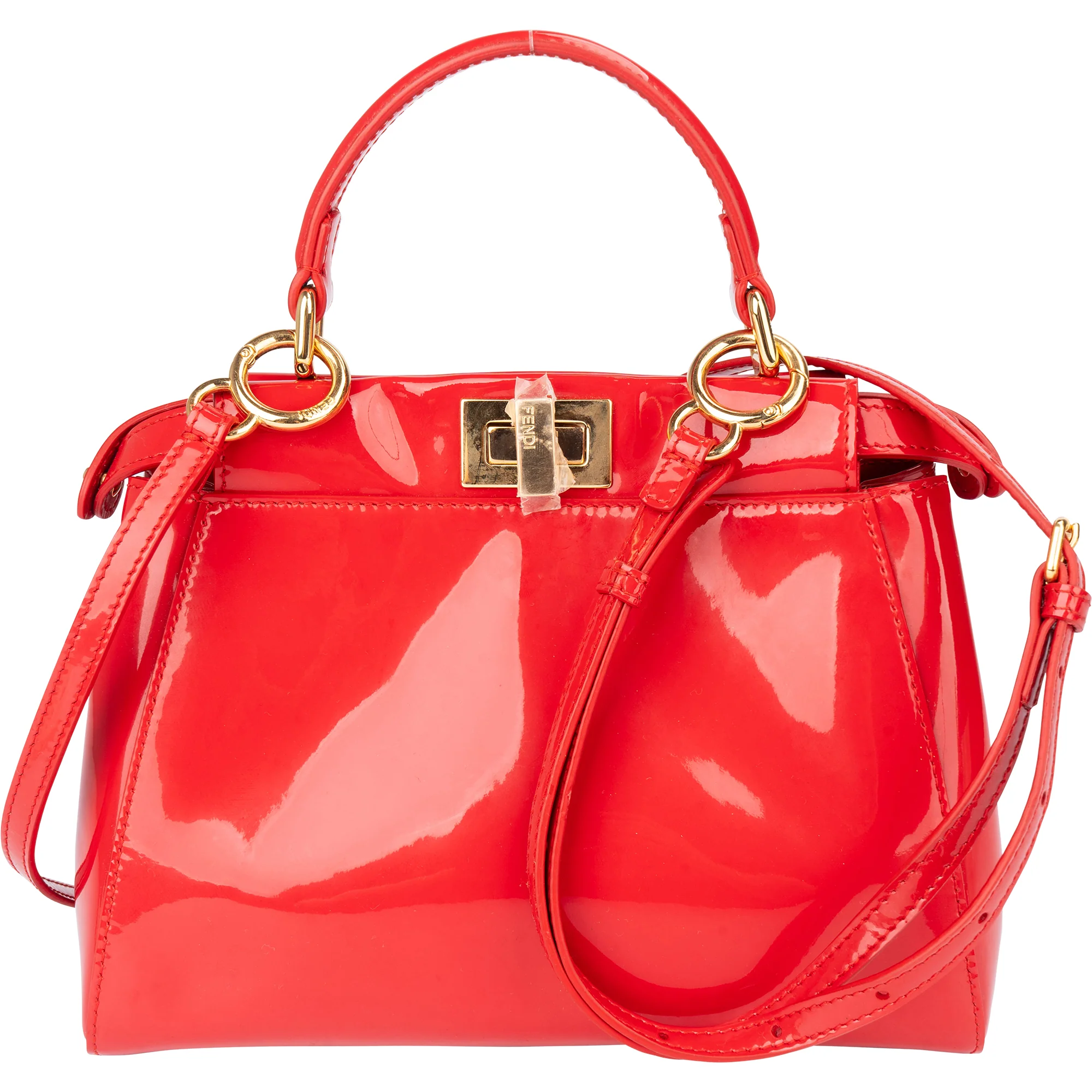 Fendi Red Patent Leather Peekaboo Handbag