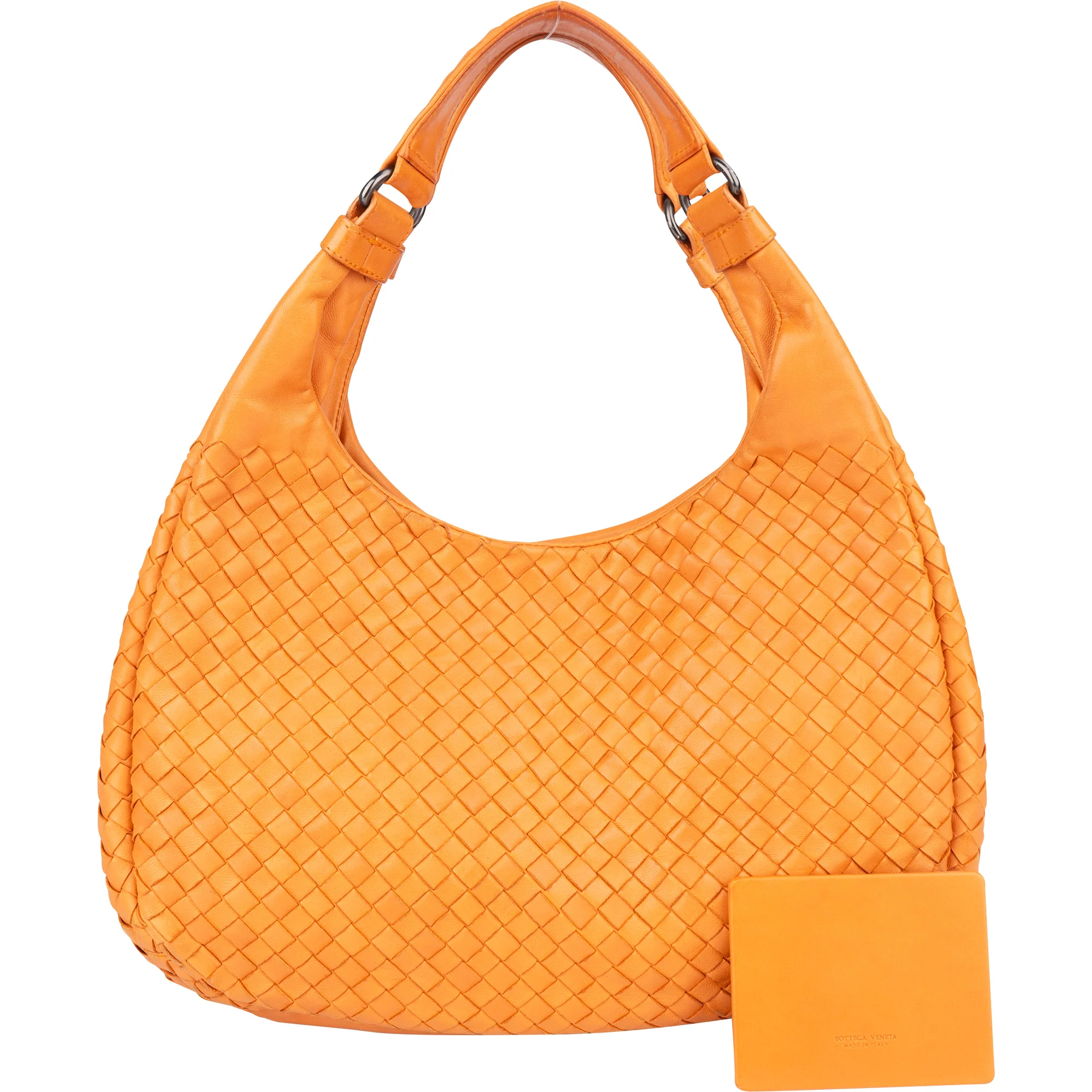 Bottega Veneta Orange Leather Intrecciato Handbag