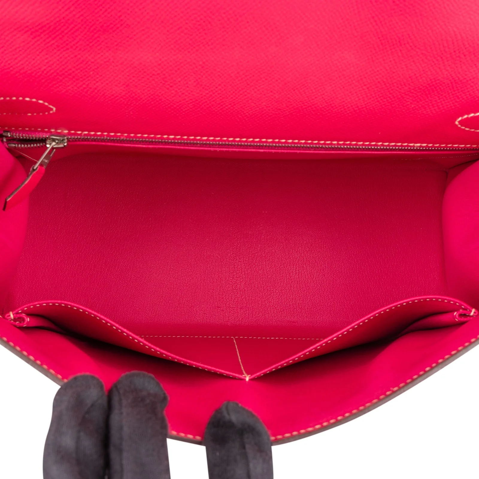 Hermès Epsom Leather Sellier Palladium Kelly 32 Handbag