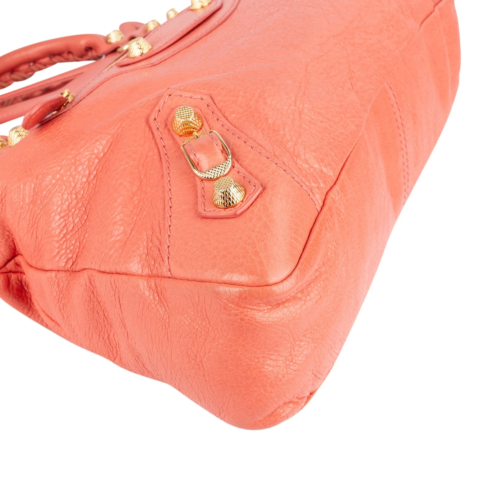 Balenciaga Coral Leather Small City Handbag