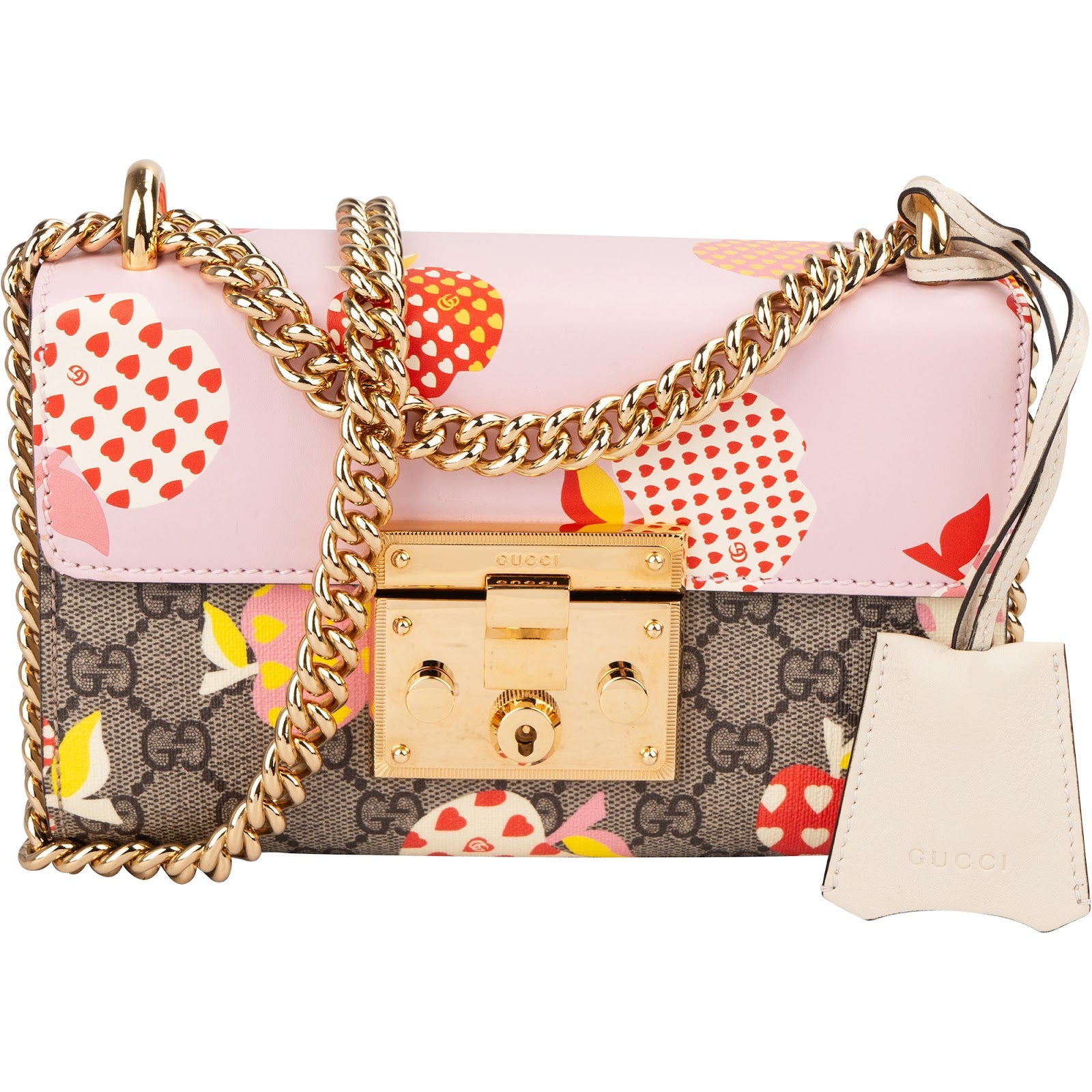 Gucci Monogram GG Supreme Apple Print Padlock Small Shoulder Bag