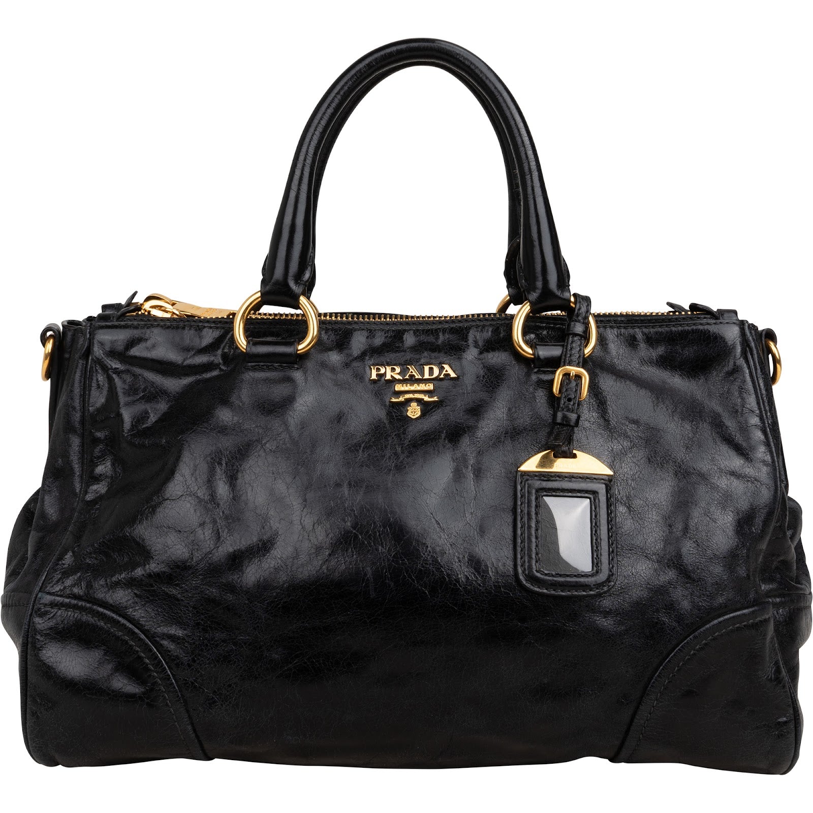 Prada Vitello Shine Leather Bauletto Handbag