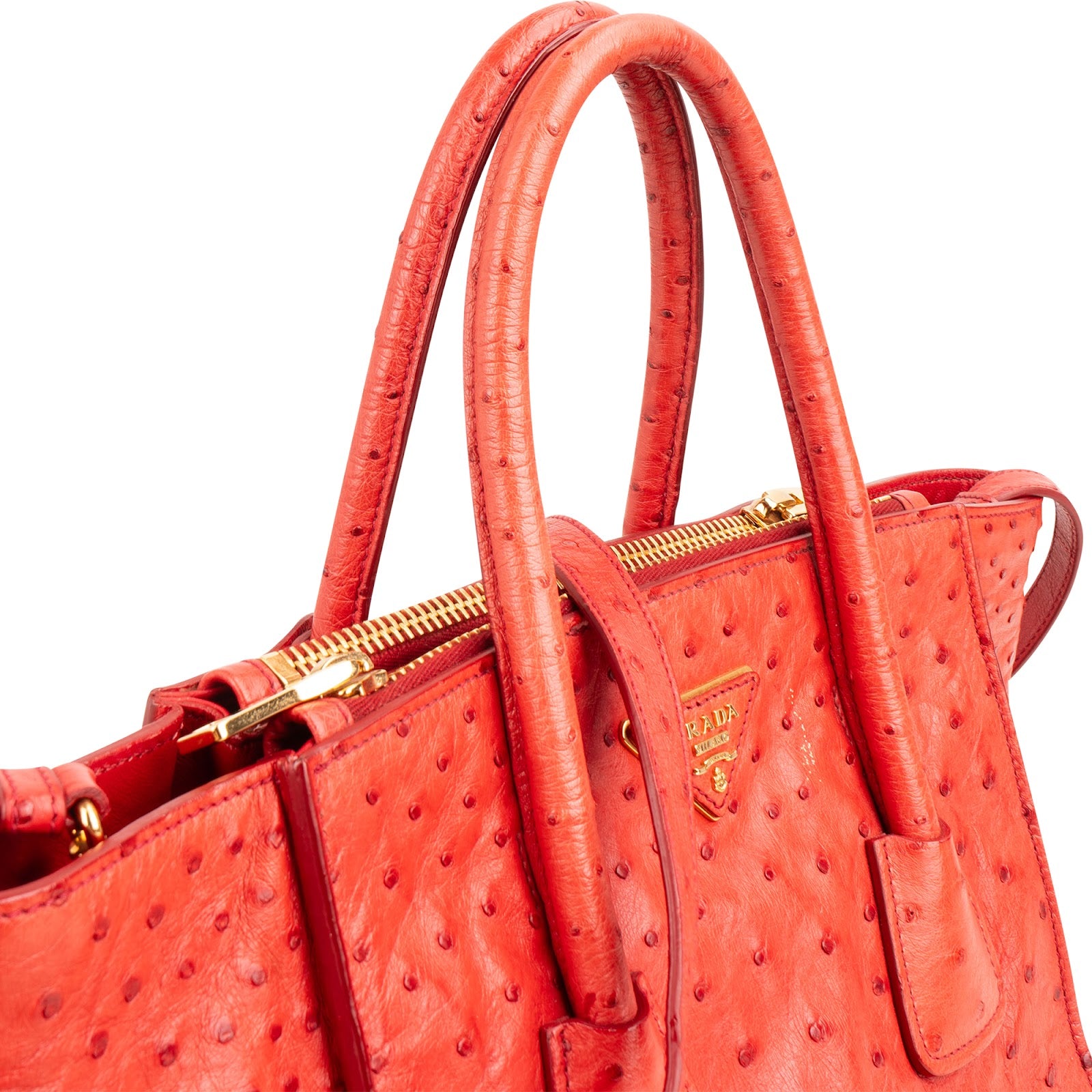 Prada - Ostrich Twin Pocket Crossbody Bag