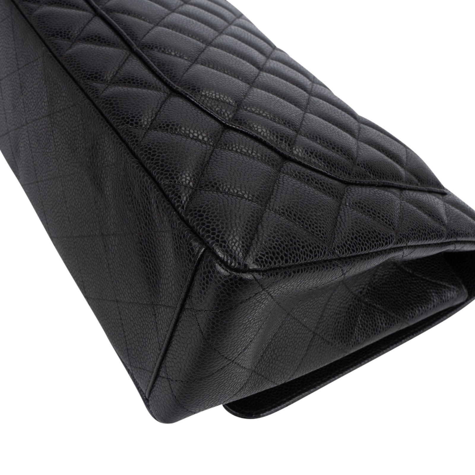 Chanel Quilted Caviar Leather Palladium Maxi Single Flap Crossbody Bag