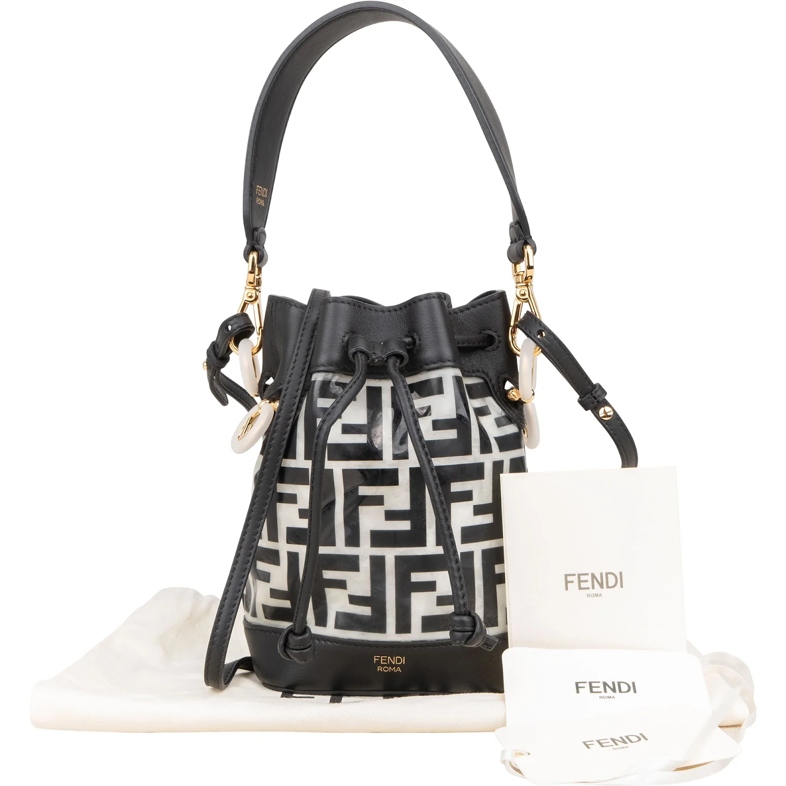 Fendi Monogram FF Mini Mon Tresor Bucket Shoulder Bag
