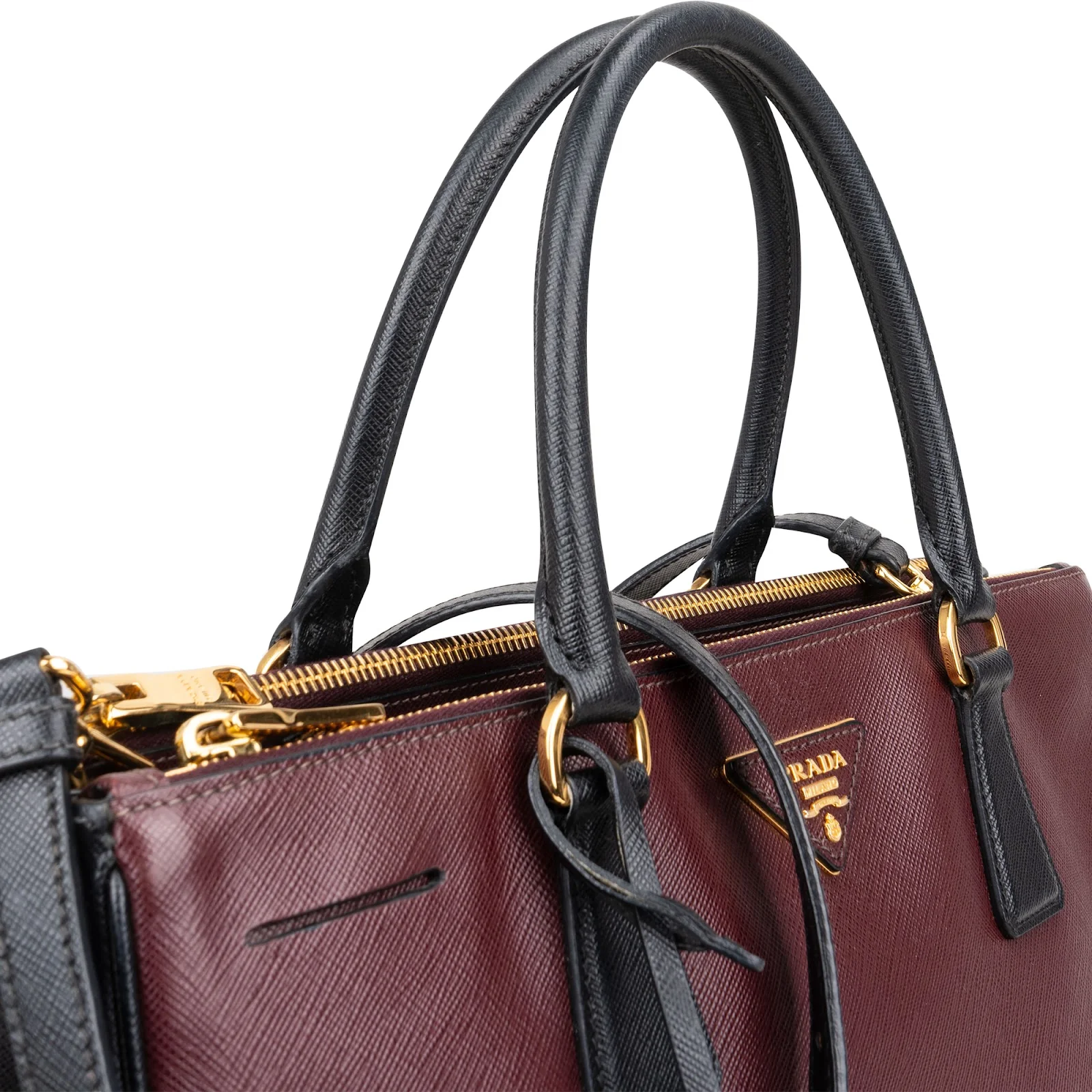Prada Bicolor Saffiano Leather Galleria Handbag