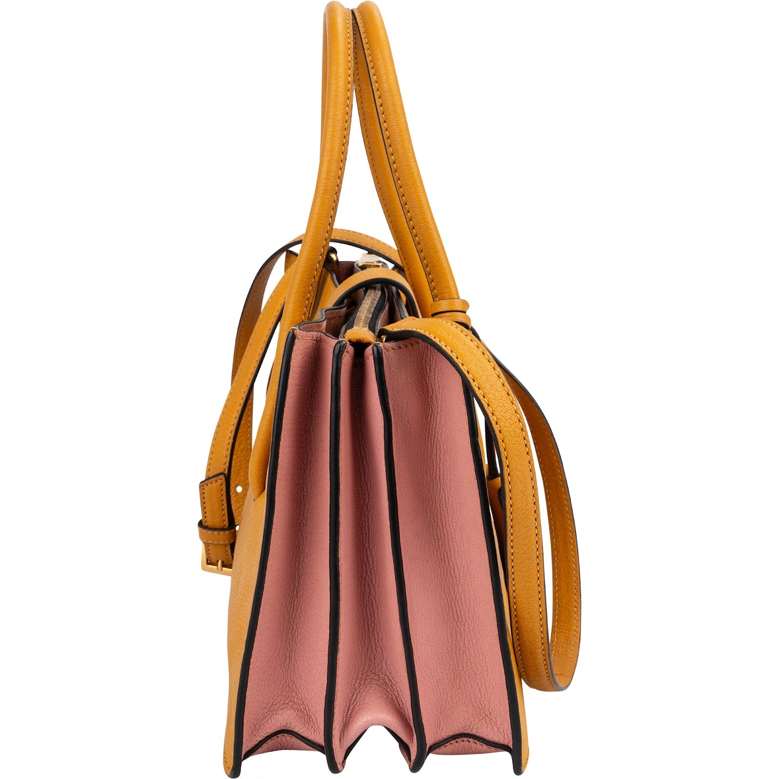 Miu Miu Bicolor Madras Leather Top Handle Handbag