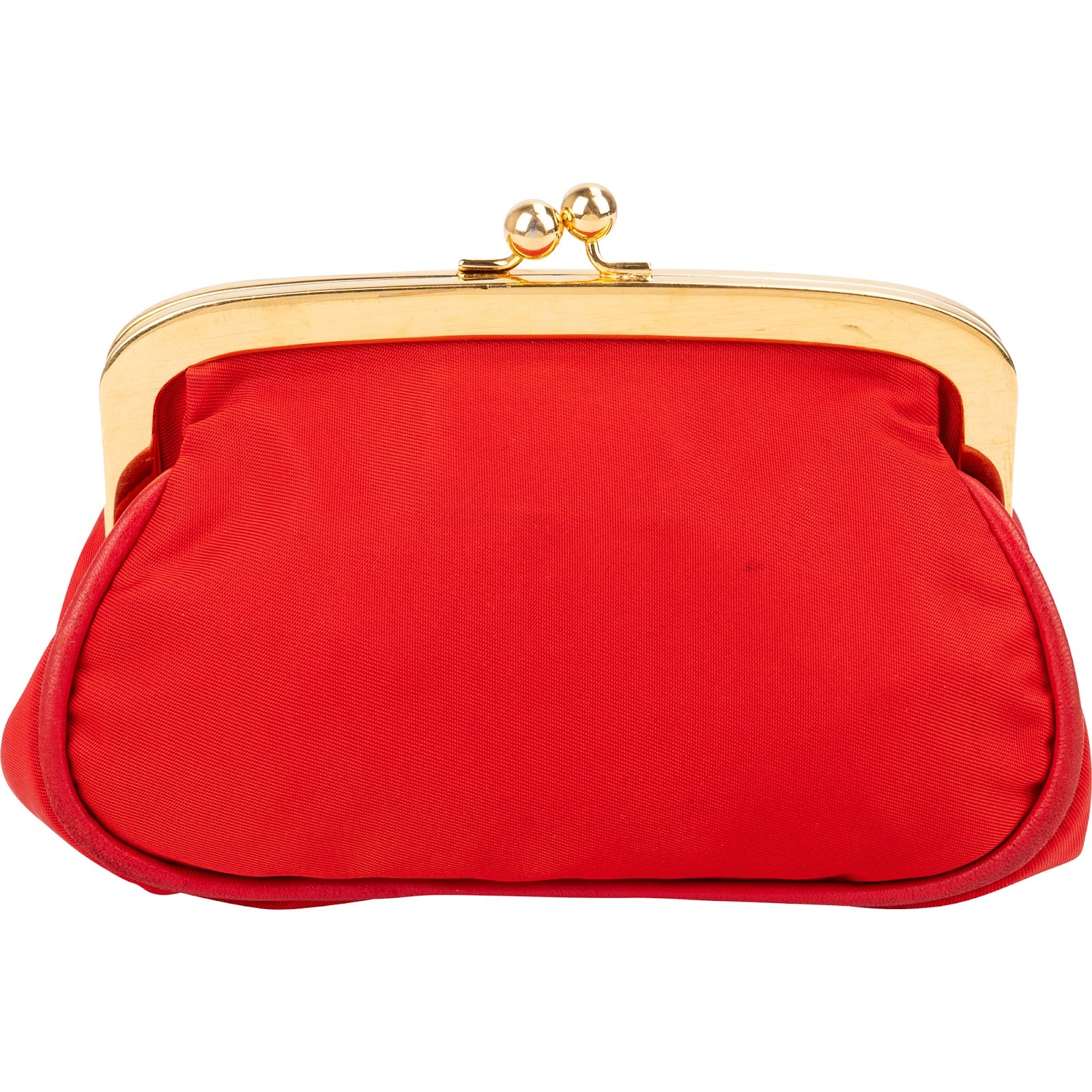 Prada Red Tessuto Triangel Kiss-Lock Coin Wallet