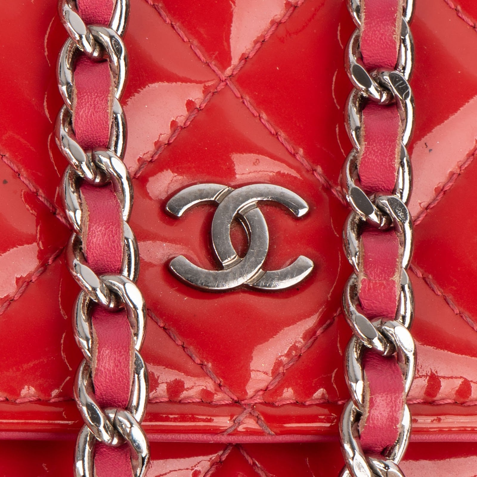 Chanel Quilted Patent Leather Wallet on Chain