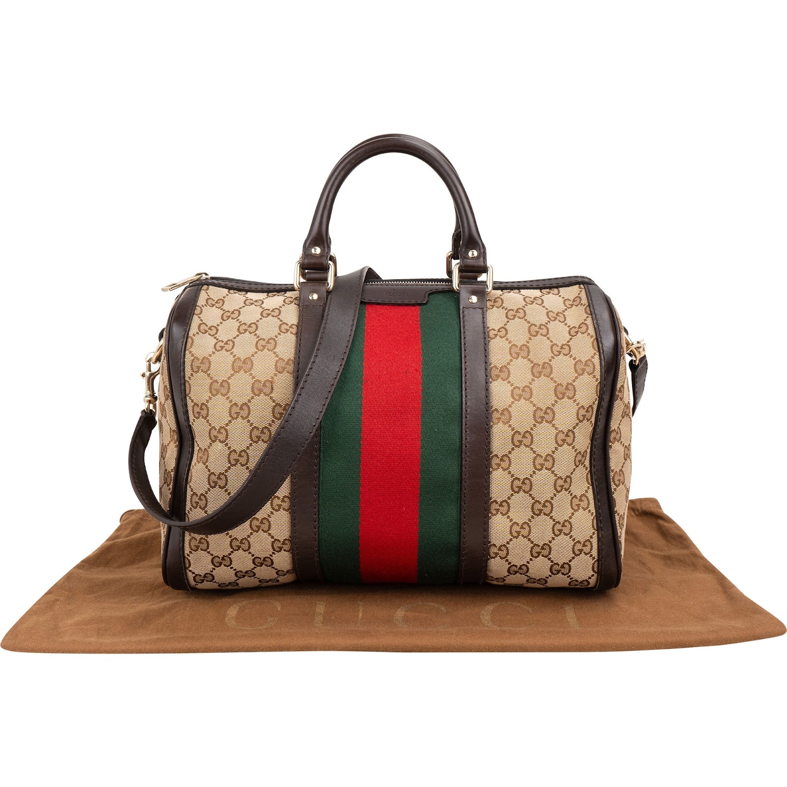 Gucci - GG Canvas Web Boston Bag