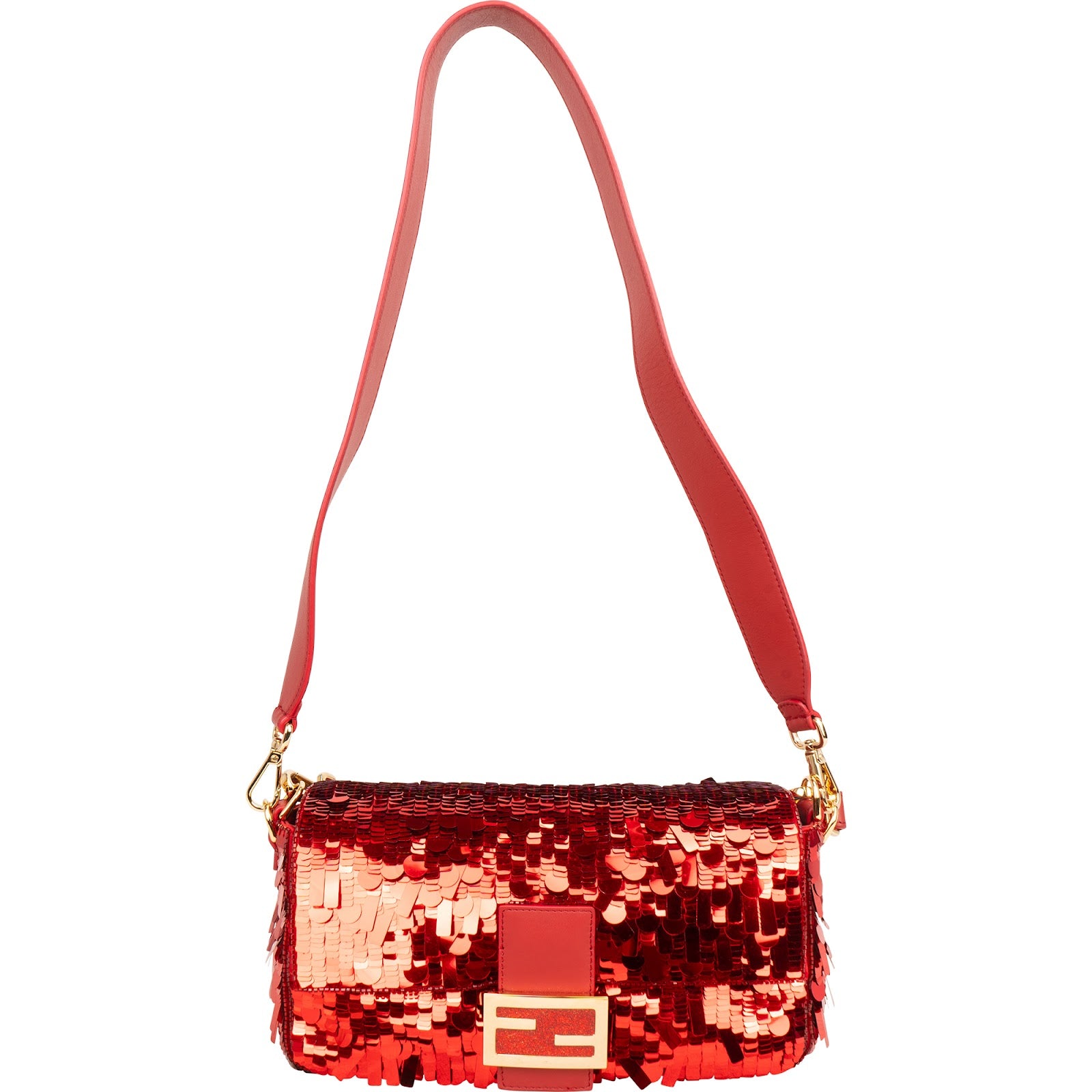 Fendi Red Sequin Limited Sex And The City Baguette Shoulder Bag