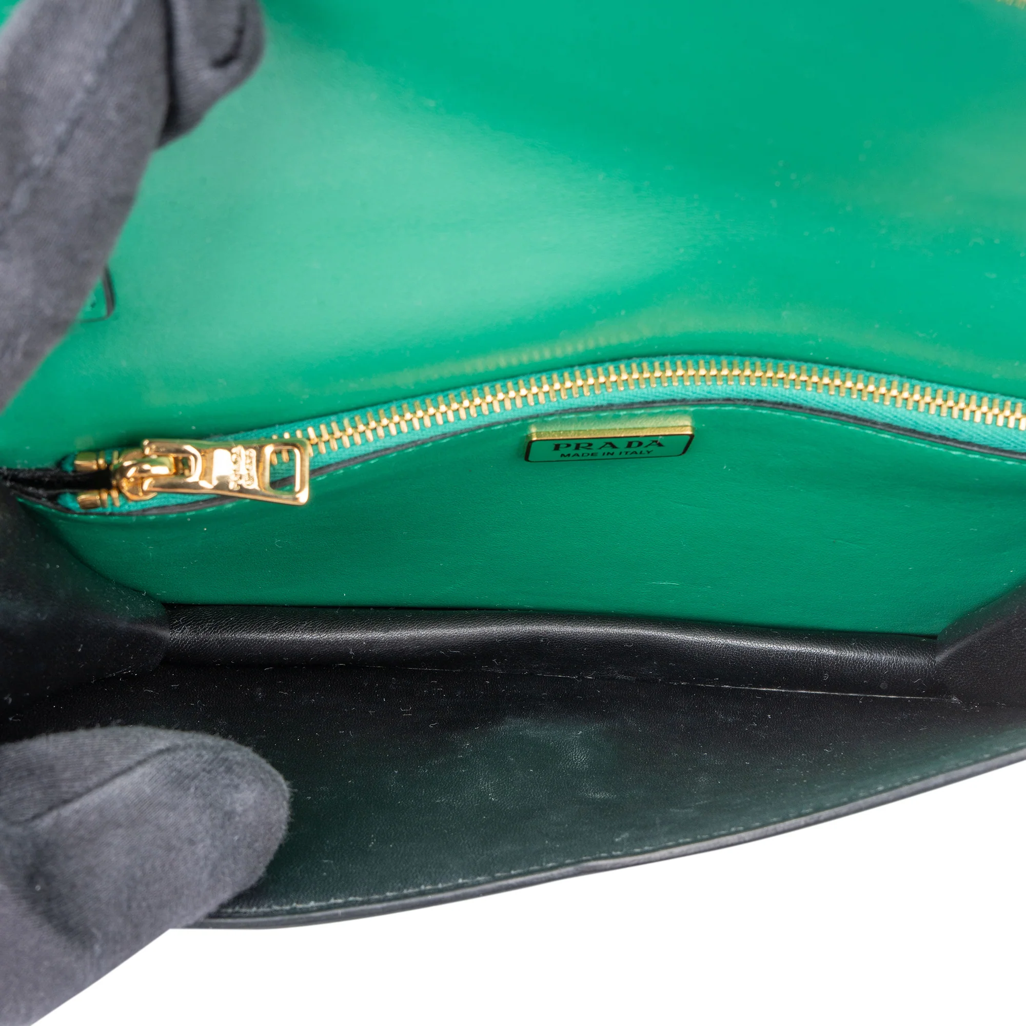 Prada Green Saffiano Leather Big Triangle Crossbody Bag