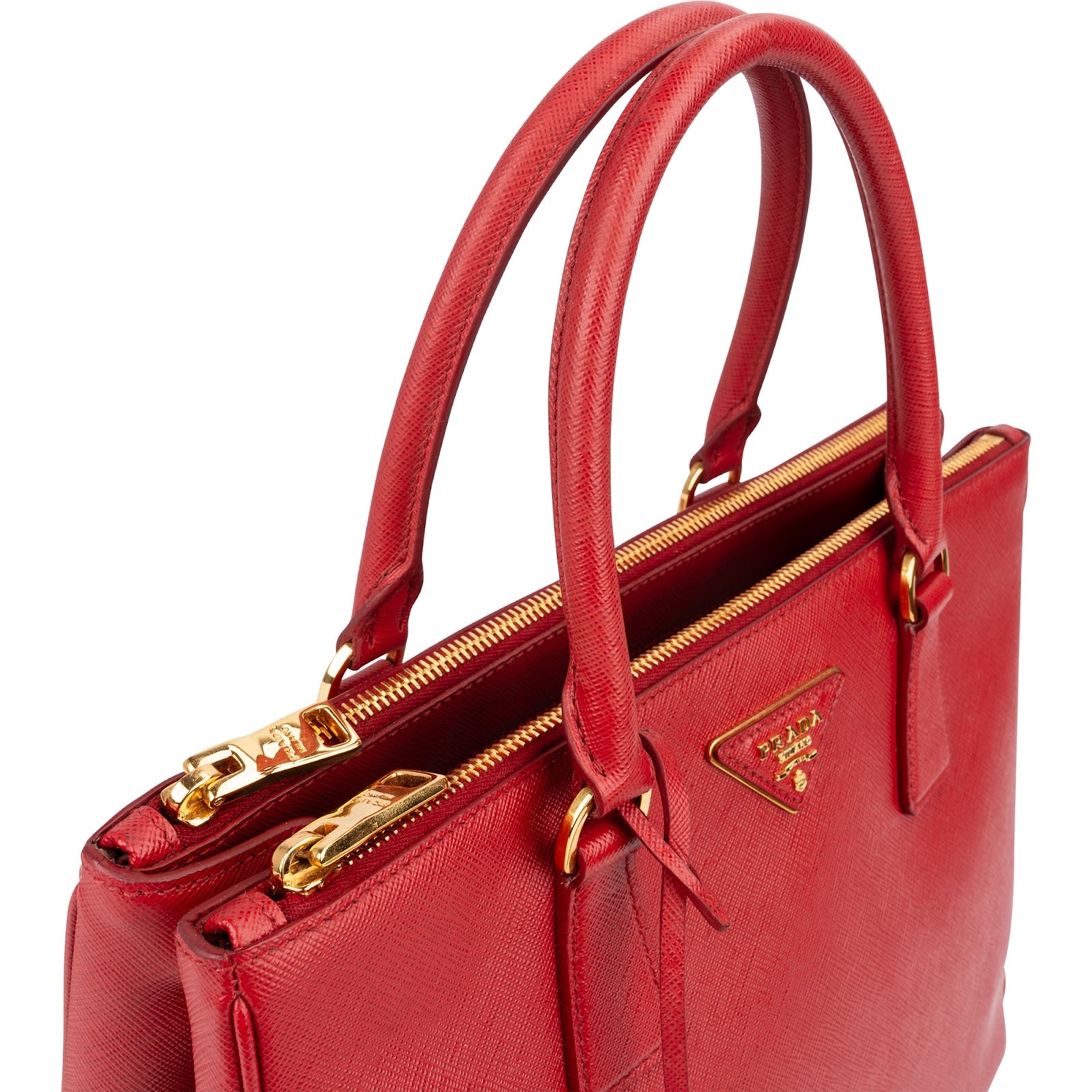 Prada Red Saffiano Leather Galleria Handbag